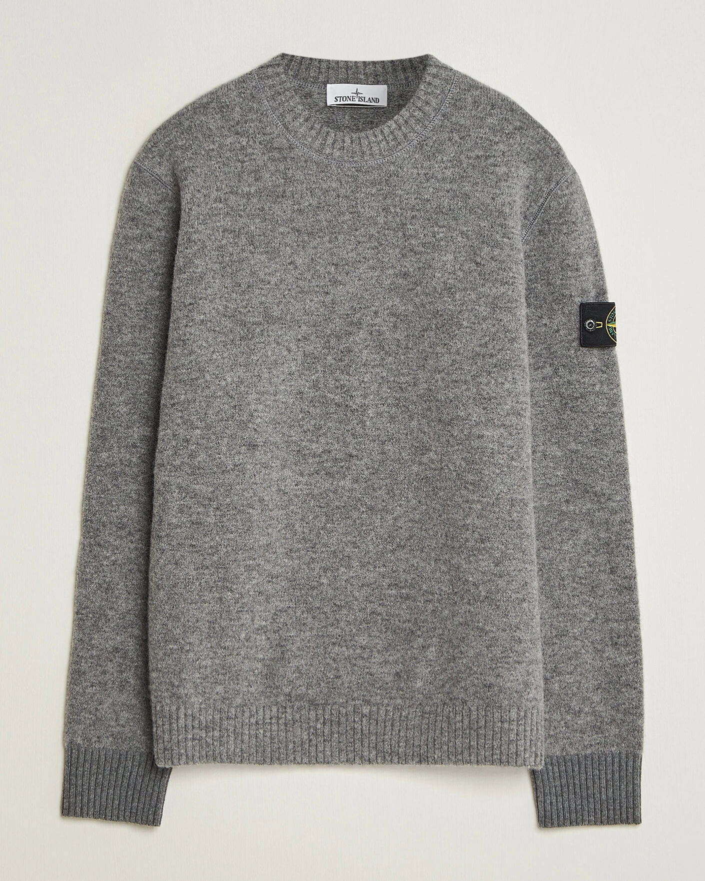Herr | Tröjor | Stone Island | Baby Alpaca Blend Contrast Crew Grey Melange