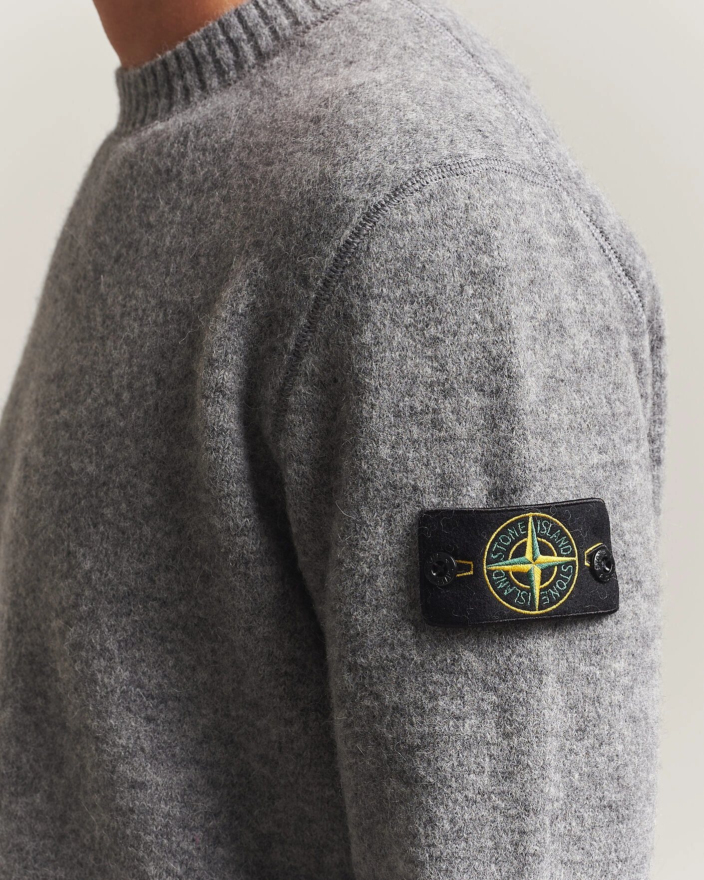 Herr | Tröjor | Stone Island | Baby Alpaca Blend Contrast Crew Grey Melange