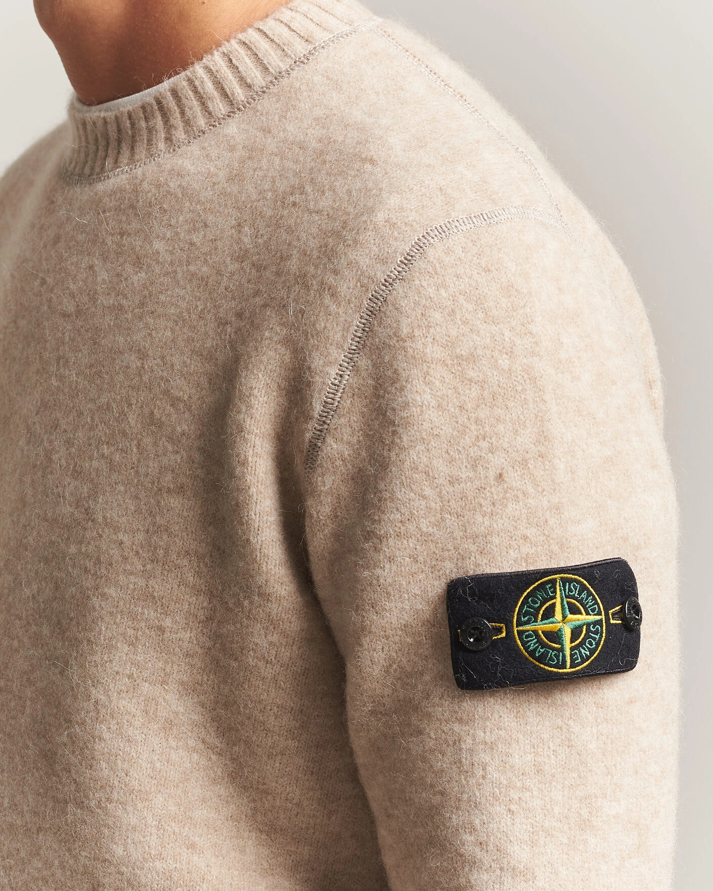 Herr | Tröjor | Stone Island | Baby Alpaca Blend Contrast Crew Beige Melange