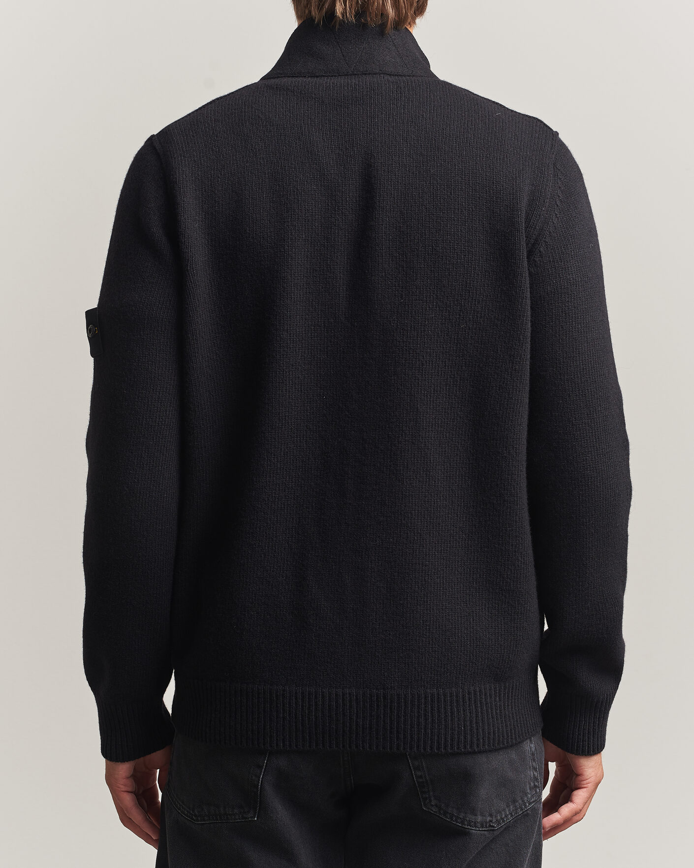 Herr | Tröjor | Stone Island | Knitted Lambswool Zip Button Cardigan Black