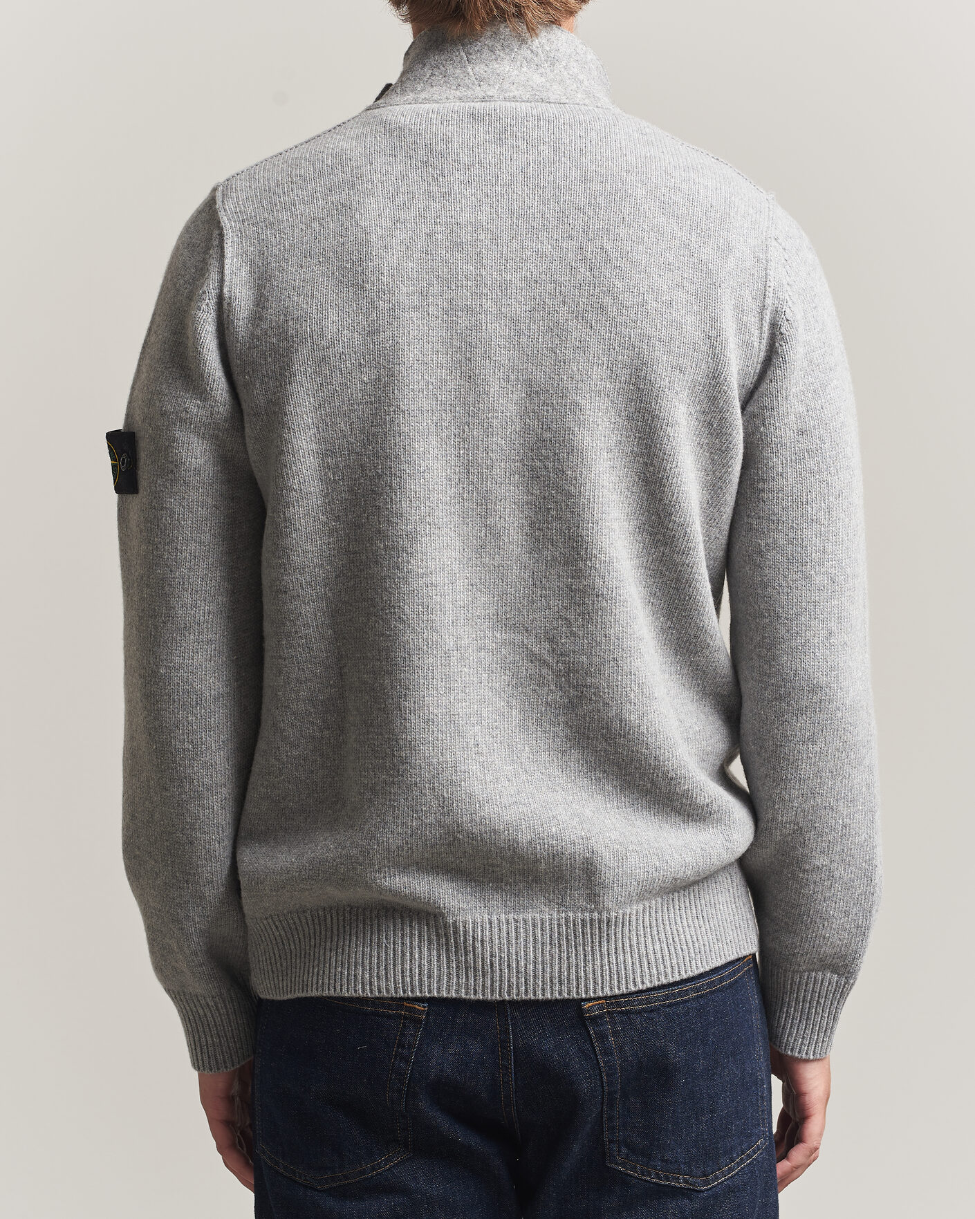 Herr | Tröjor | Stone Island | Knitted Lambswool Zip Button Cardigan Grey Melange
