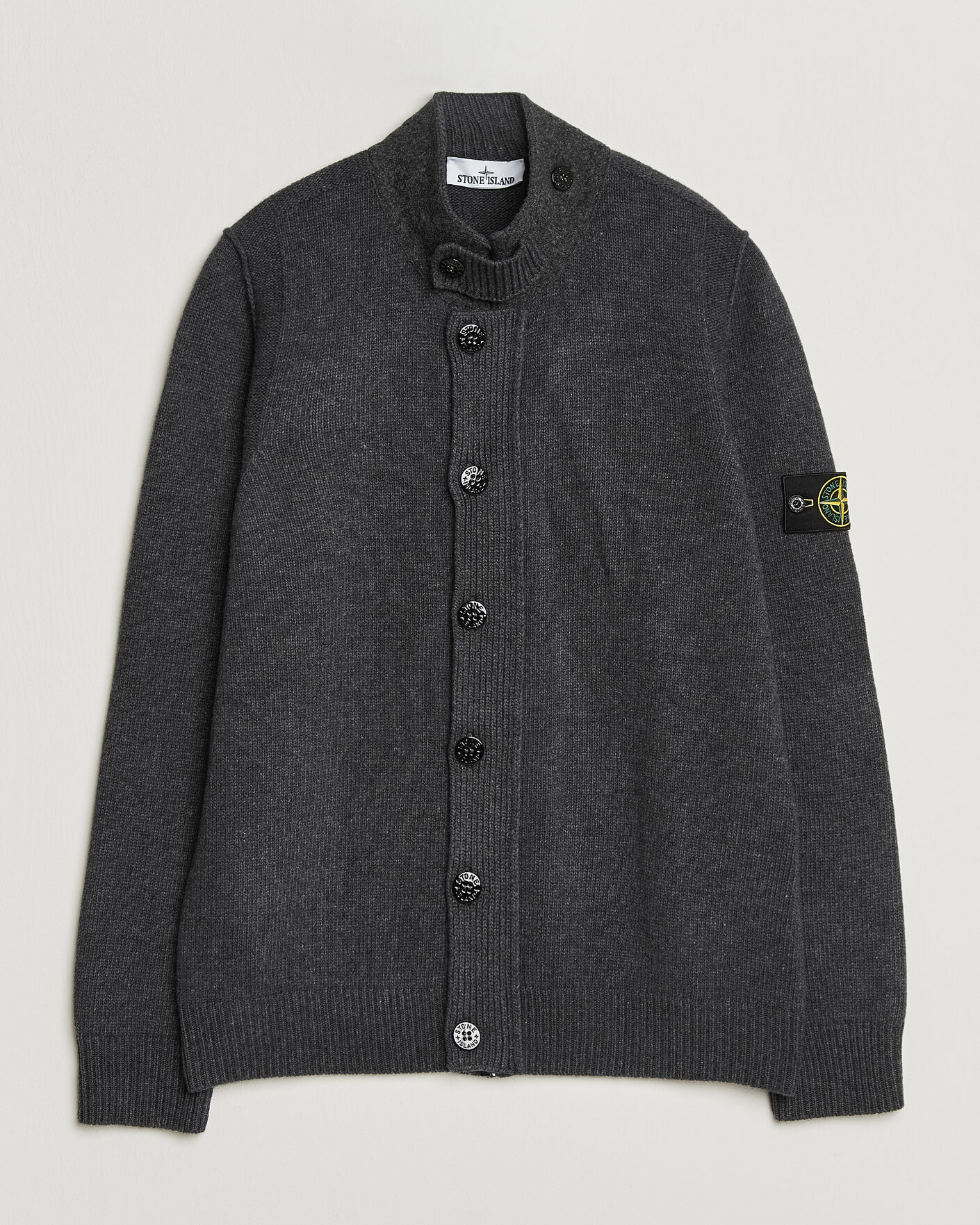Herr | Tröjor | Stone Island | Knitted Lambswool Zip Button Cardigan Melange Lead
