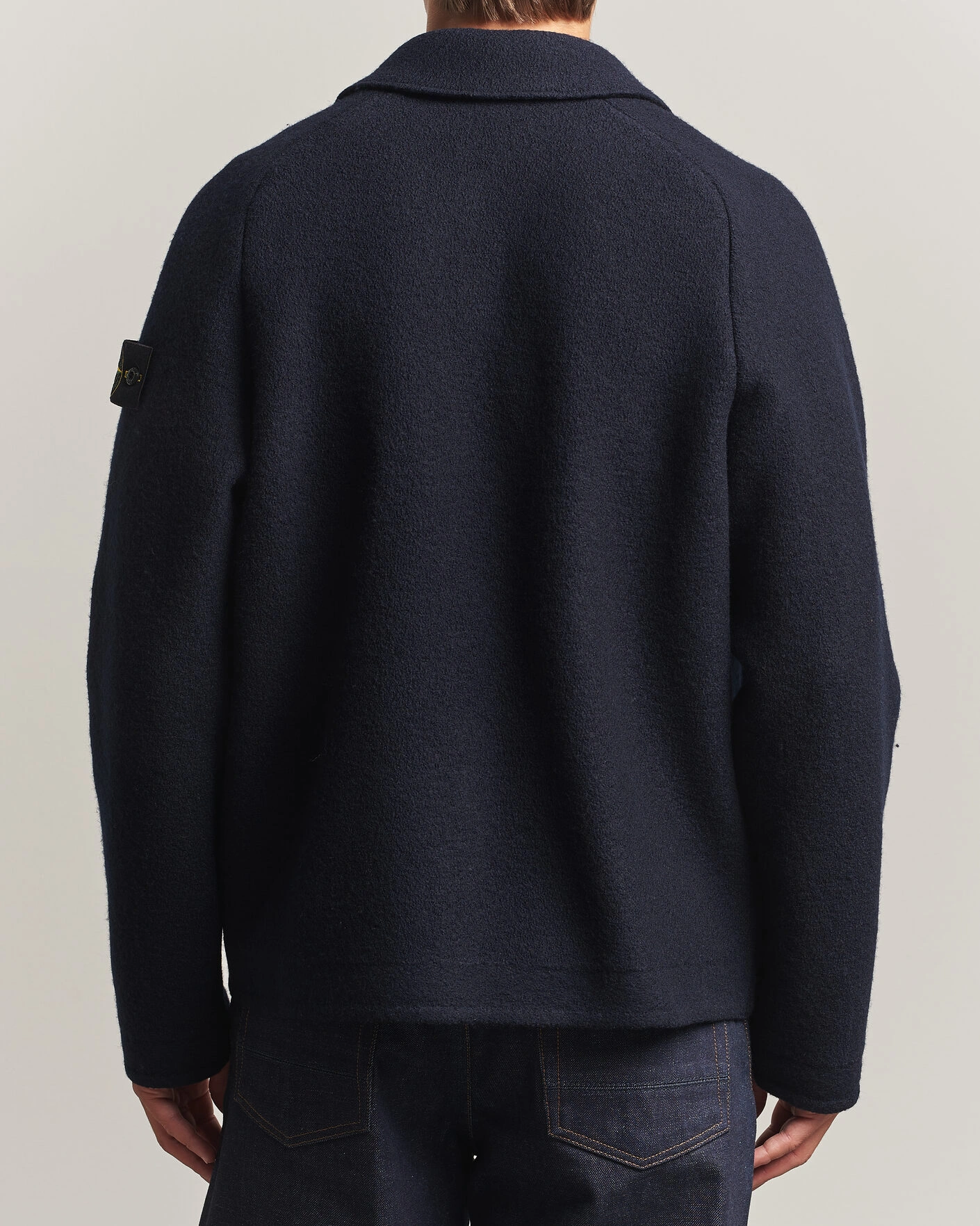 Herr | Tröjor | Stone Island | Felted Wool Cardigan Navy Blue