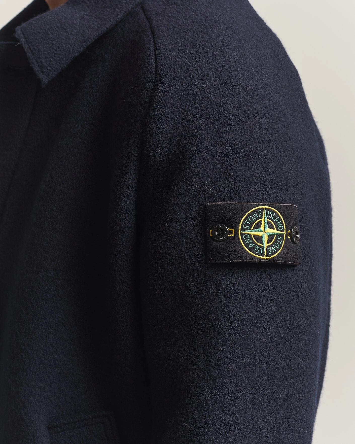 Herr | Tröjor | Stone Island | Felted Wool Cardigan Navy Blue