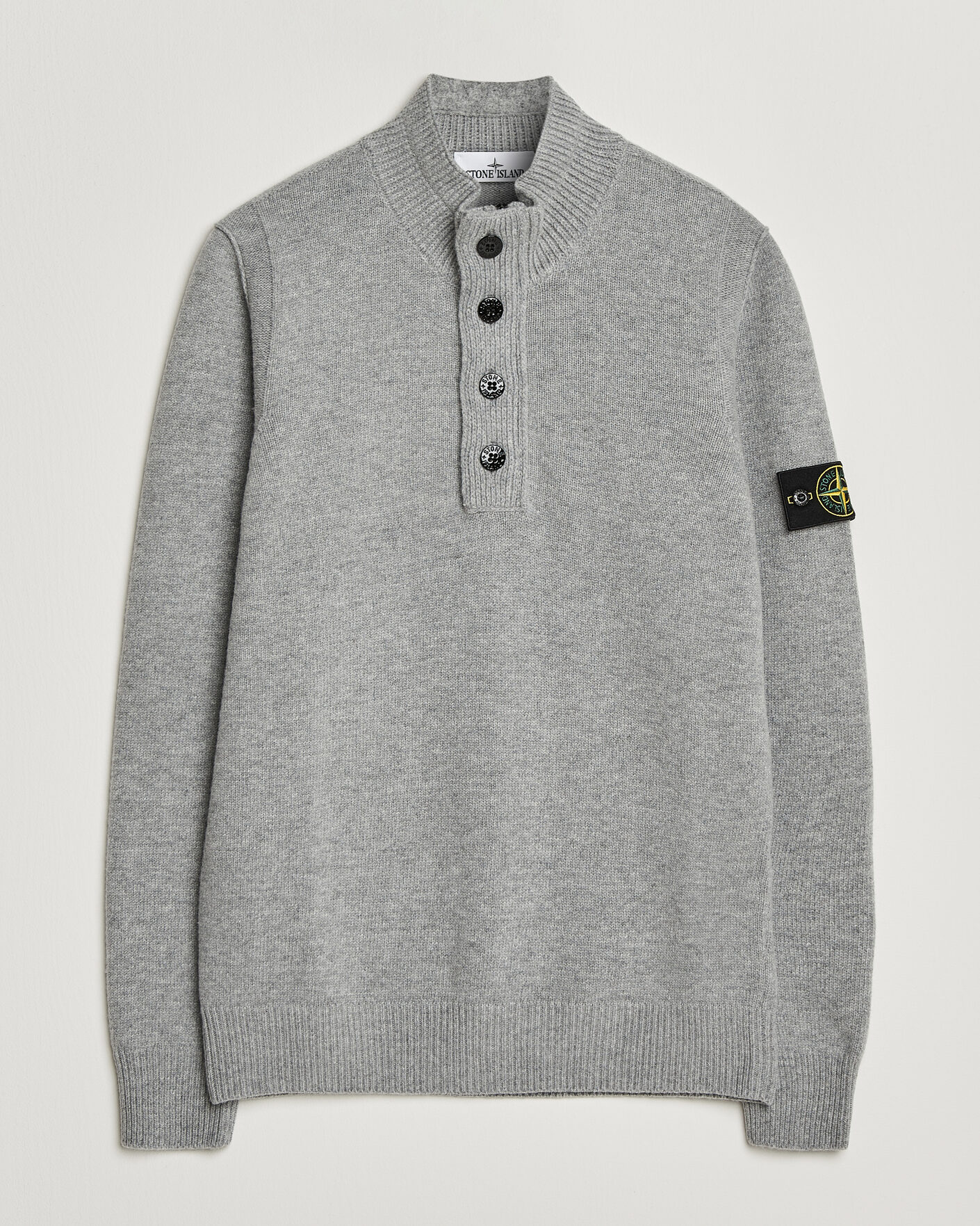 Herr | Tröjor | Stone Island | Knitted Lambswool Half Button Zip Grey Melange
