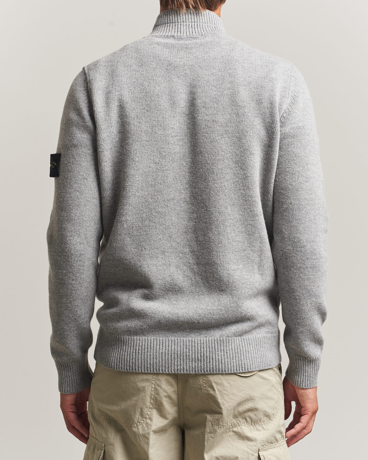Herr | Tröjor | Stone Island | Knitted Lambswool Half Button Zip Grey Melange