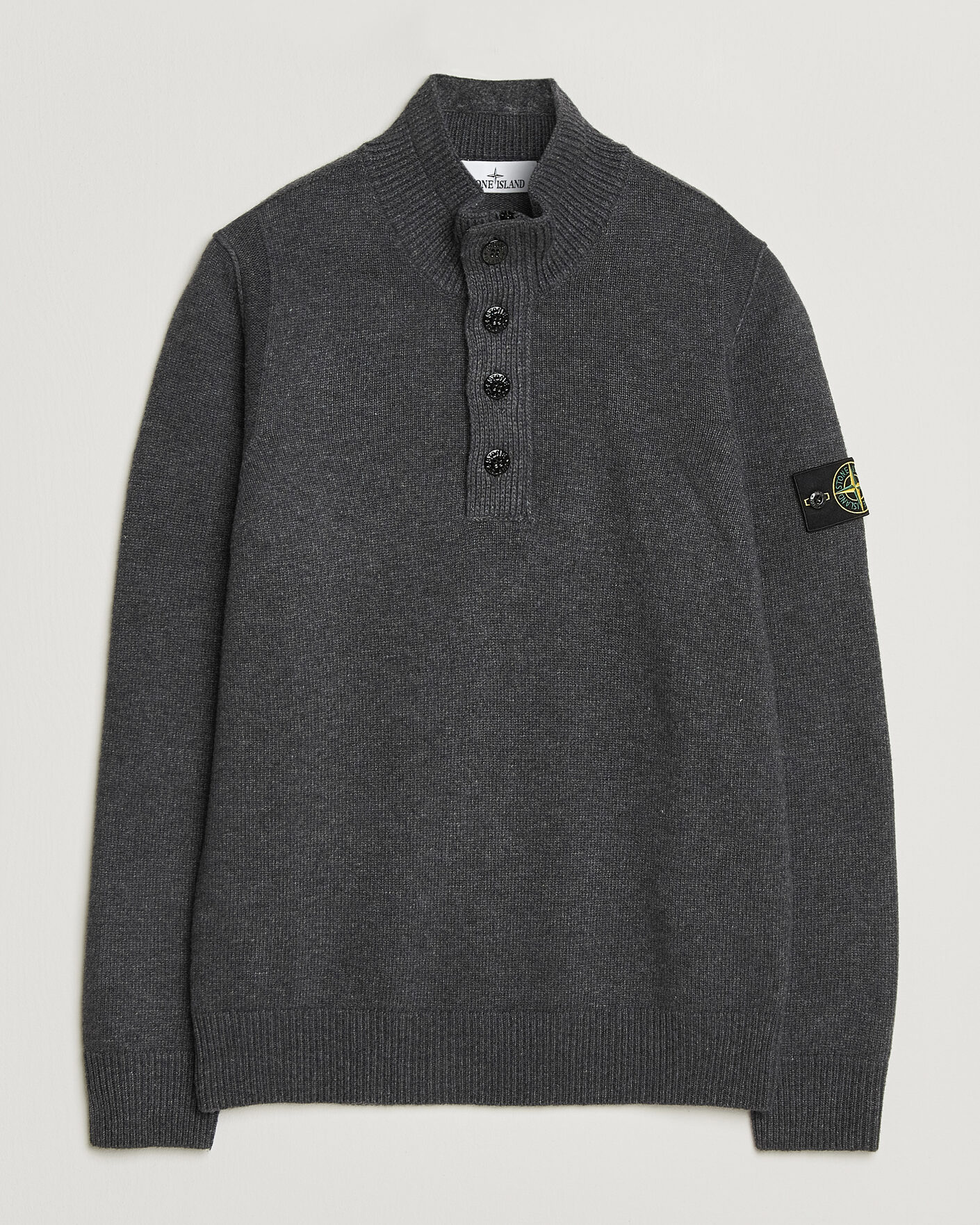 Herr | Tröjor | Stone Island | Knitted Lambswool Half Button Zip Melange Lead