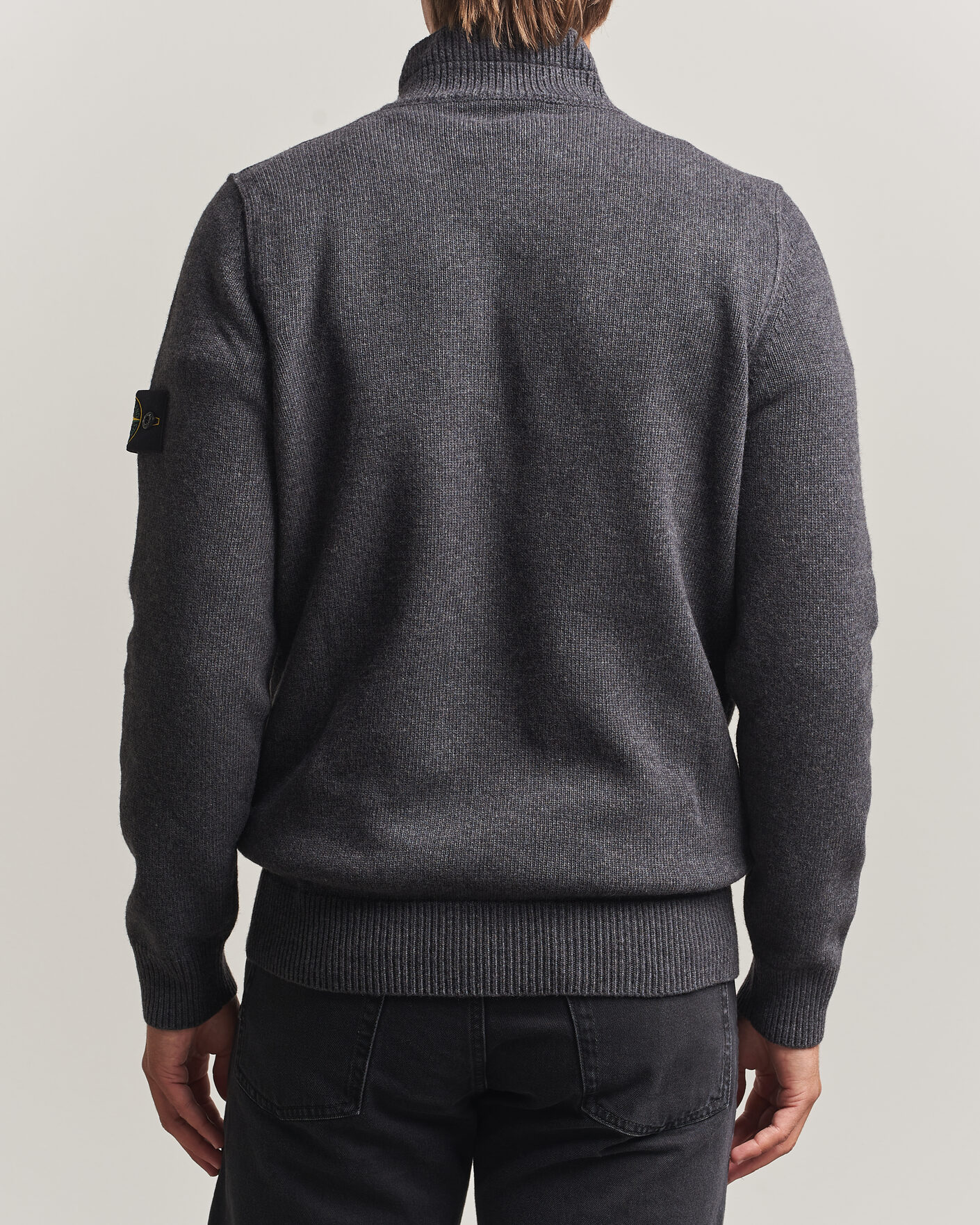 Herr | Tröjor | Stone Island | Knitted Lambswool Half Button Zip Melange Lead