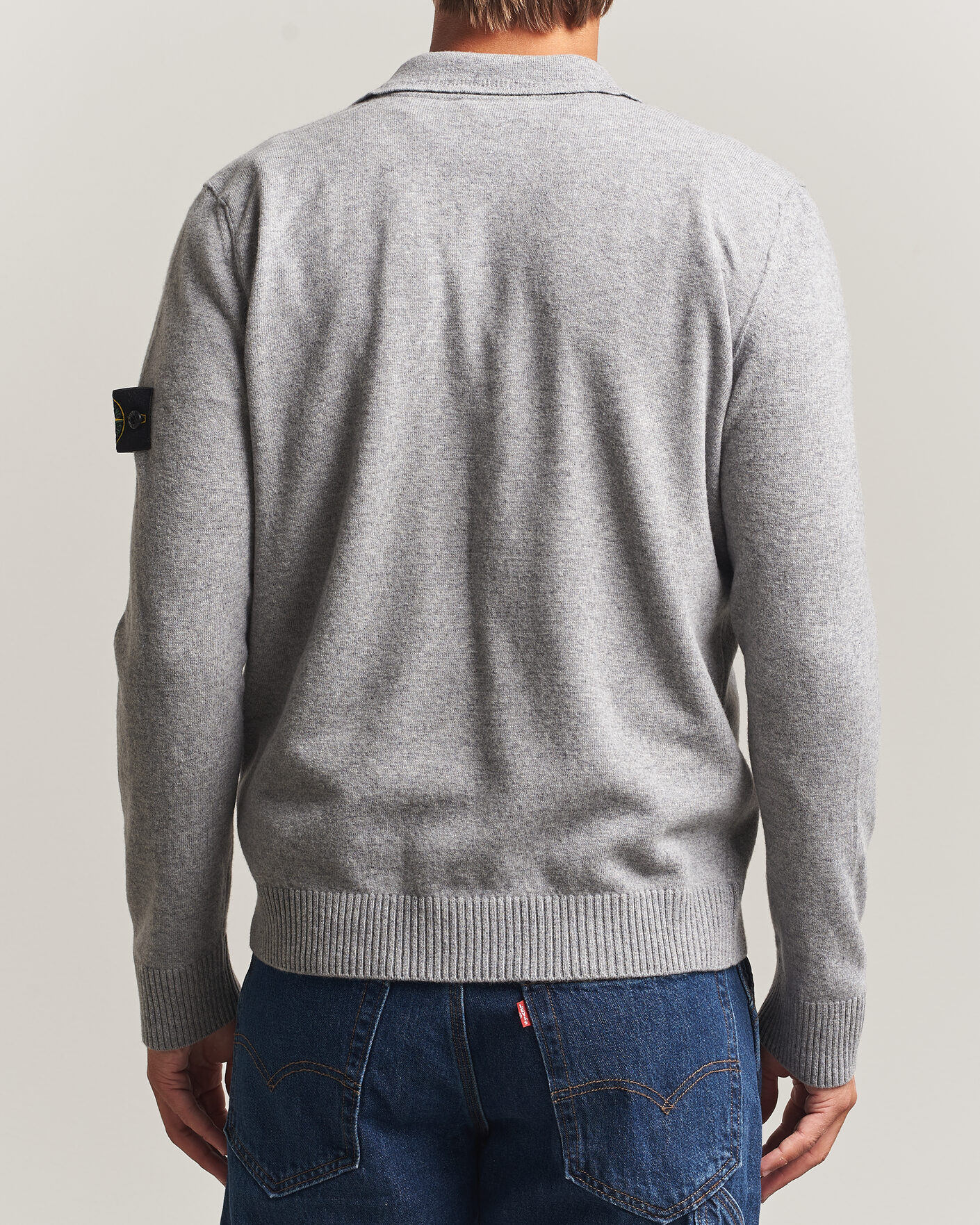 Herr | Tröjor | Stone Island | Knitted Geelong Wool Polo Grey Melange