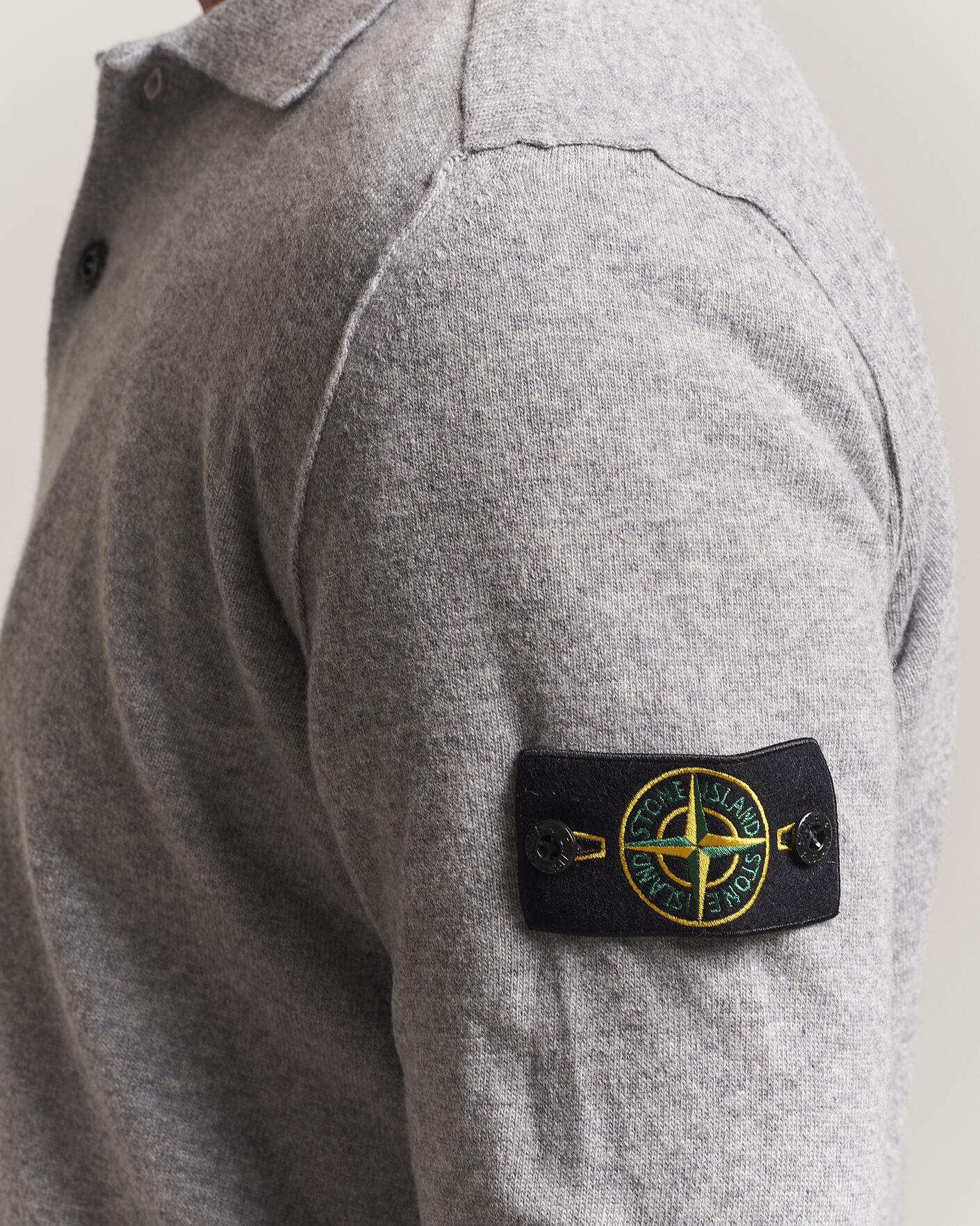 Herr | Tröjor | Stone Island | Knitted Geelong Wool Polo Grey Melange