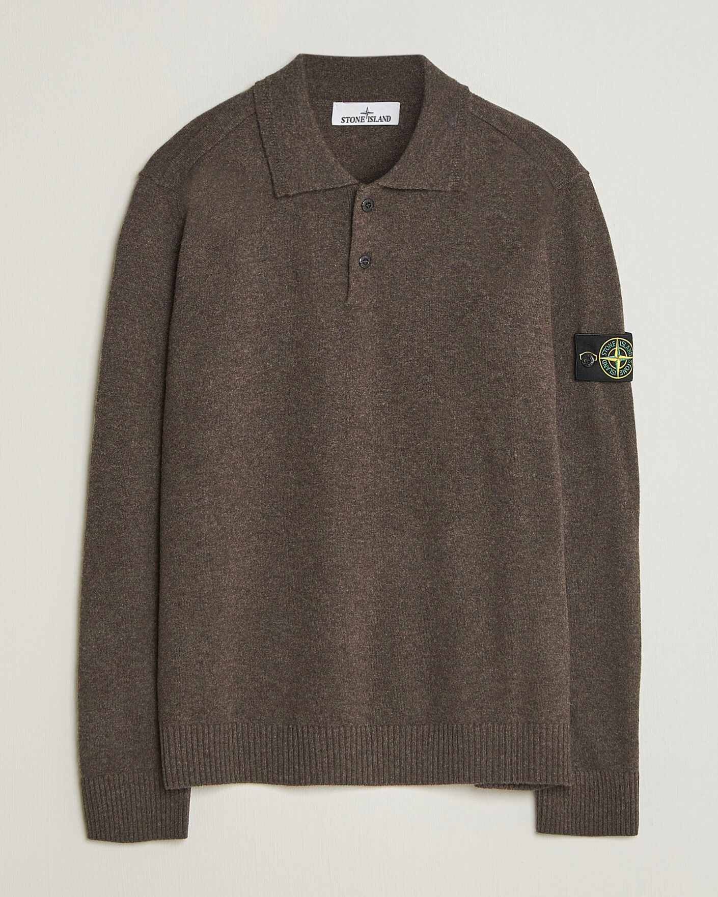 Herr | Tröjor | Stone Island | Knitted Geelong Wool Polo Melange Lead