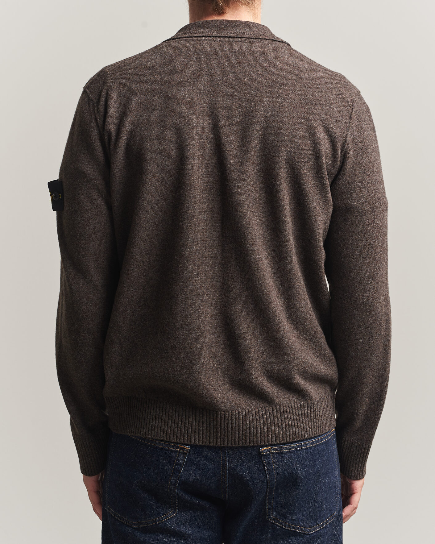 Herr | Tröjor | Stone Island | Knitted Geelong Wool Polo Melange Lead