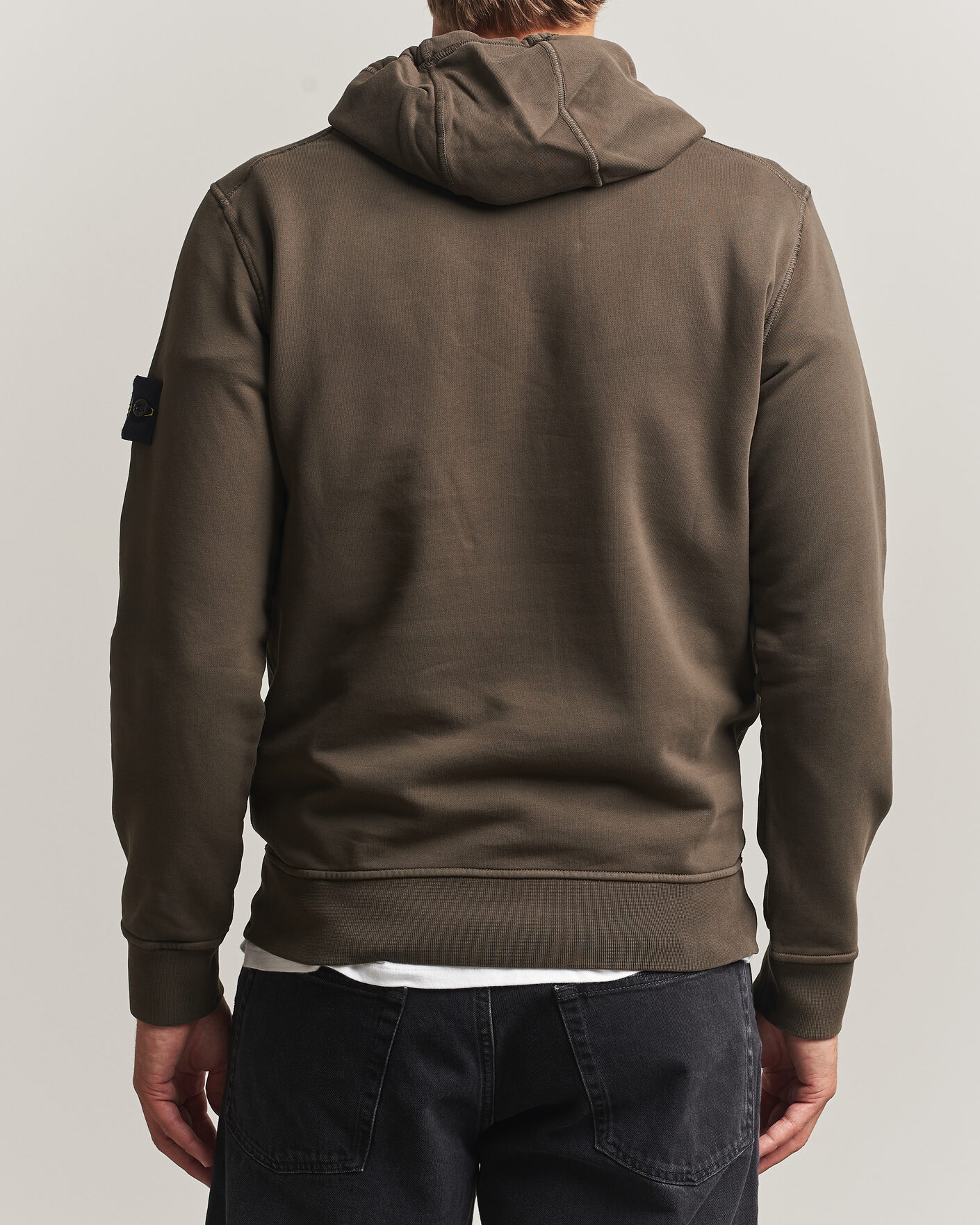 Herr | Tröjor | Stone Island | Garment Dyed Fleece Hood Coal Grey