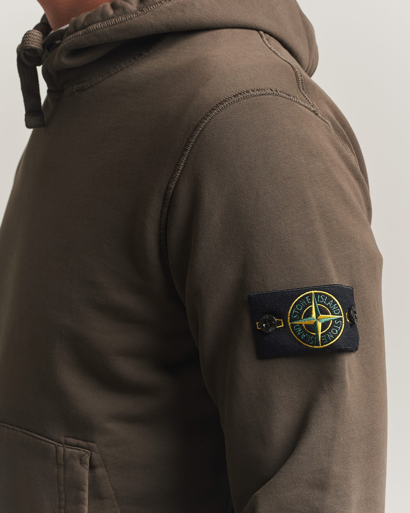 Herr | Tröjor | Stone Island | Garment Dyed Fleece Hood Coal Grey