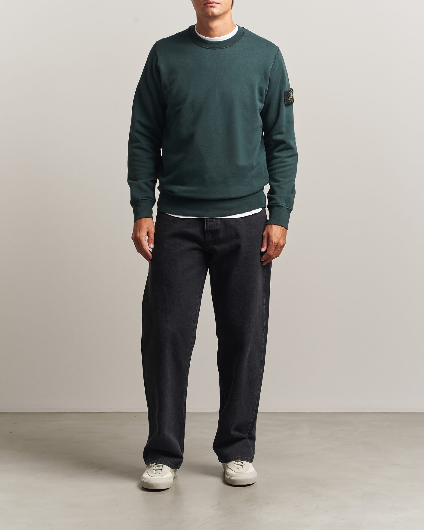 Herr | Tröjor | Stone Island | Garment Dyed Fleece Sweatshirt Dark Green