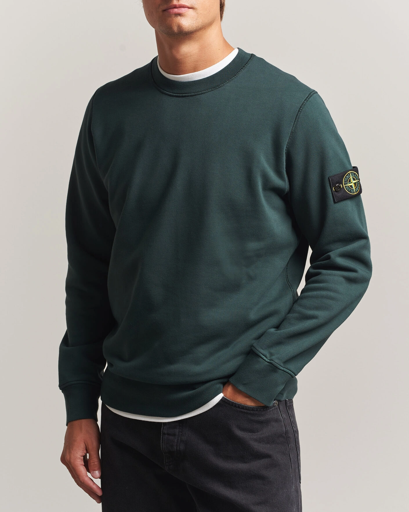 Herr | Tröjor | Stone Island | Garment Dyed Fleece Sweatshirt Dark Green