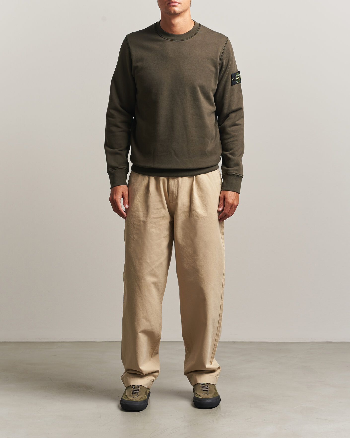Herr | Tröjor | Stone Island | Garment Dyed Fleece Sweatshirt Coal Grey