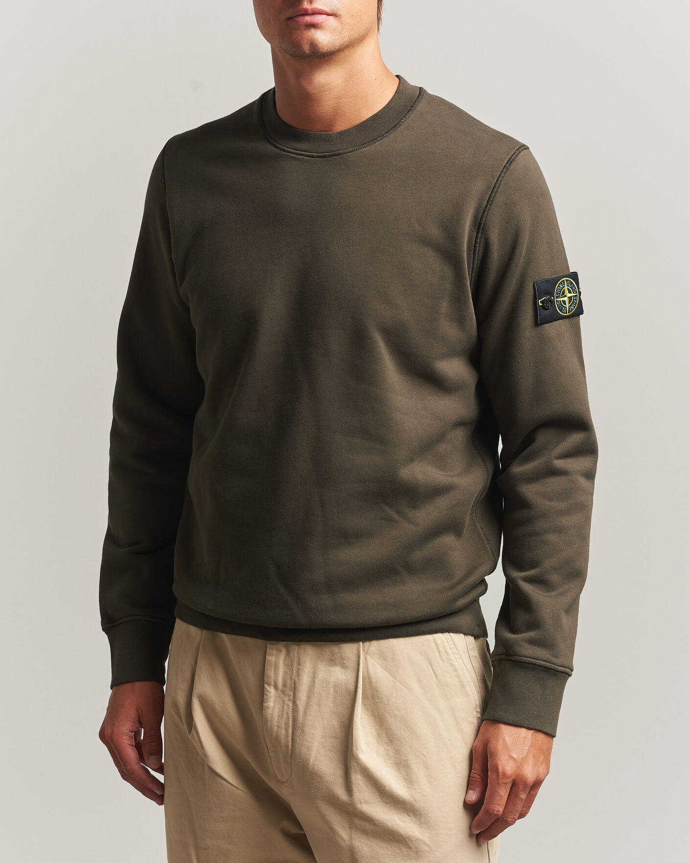 Herr | Tröjor | Stone Island | Garment Dyed Fleece Sweatshirt Coal Grey