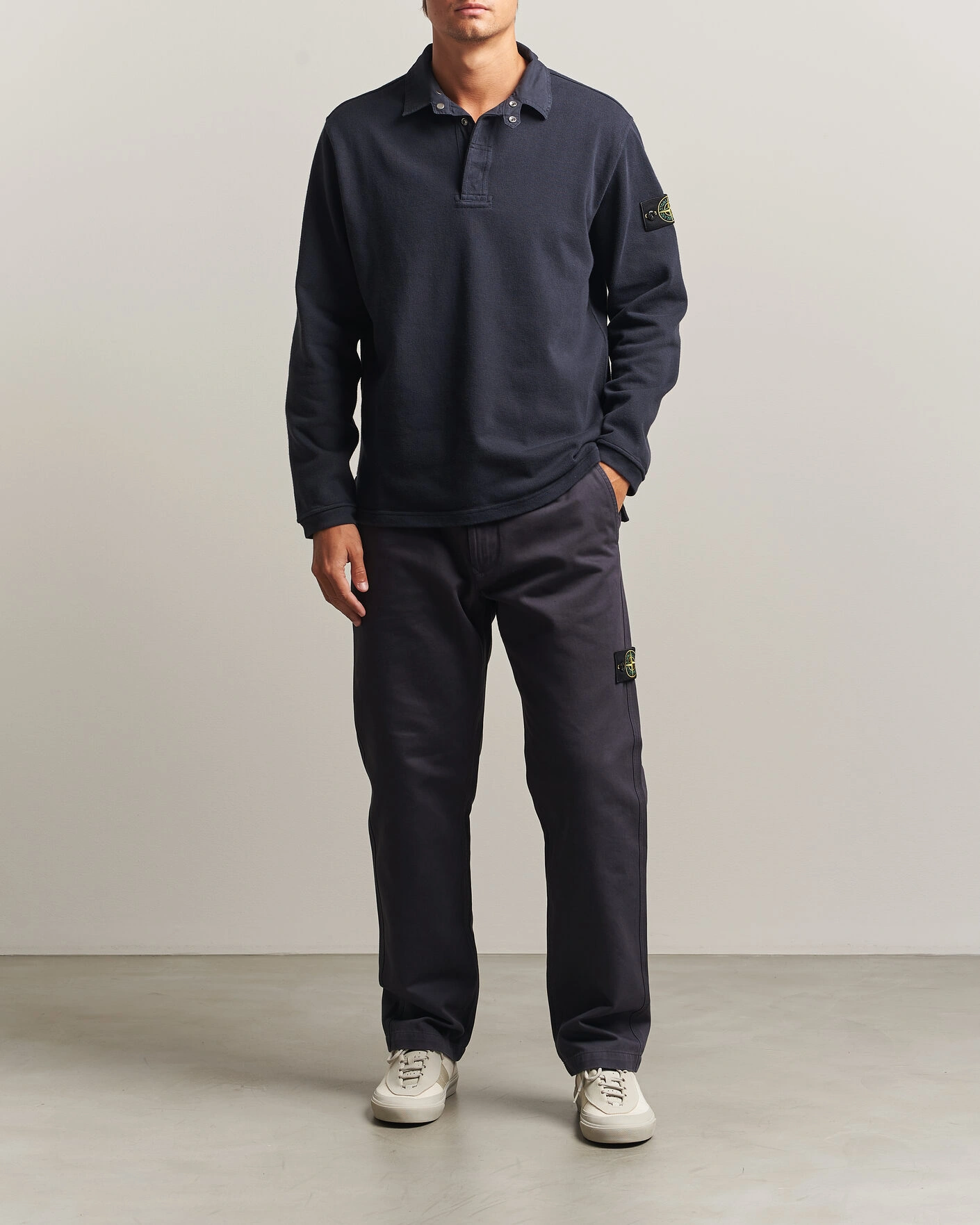 Herr | Tröjor | Stone Island | Heavy Cotton Jersey Polo Blue Navy