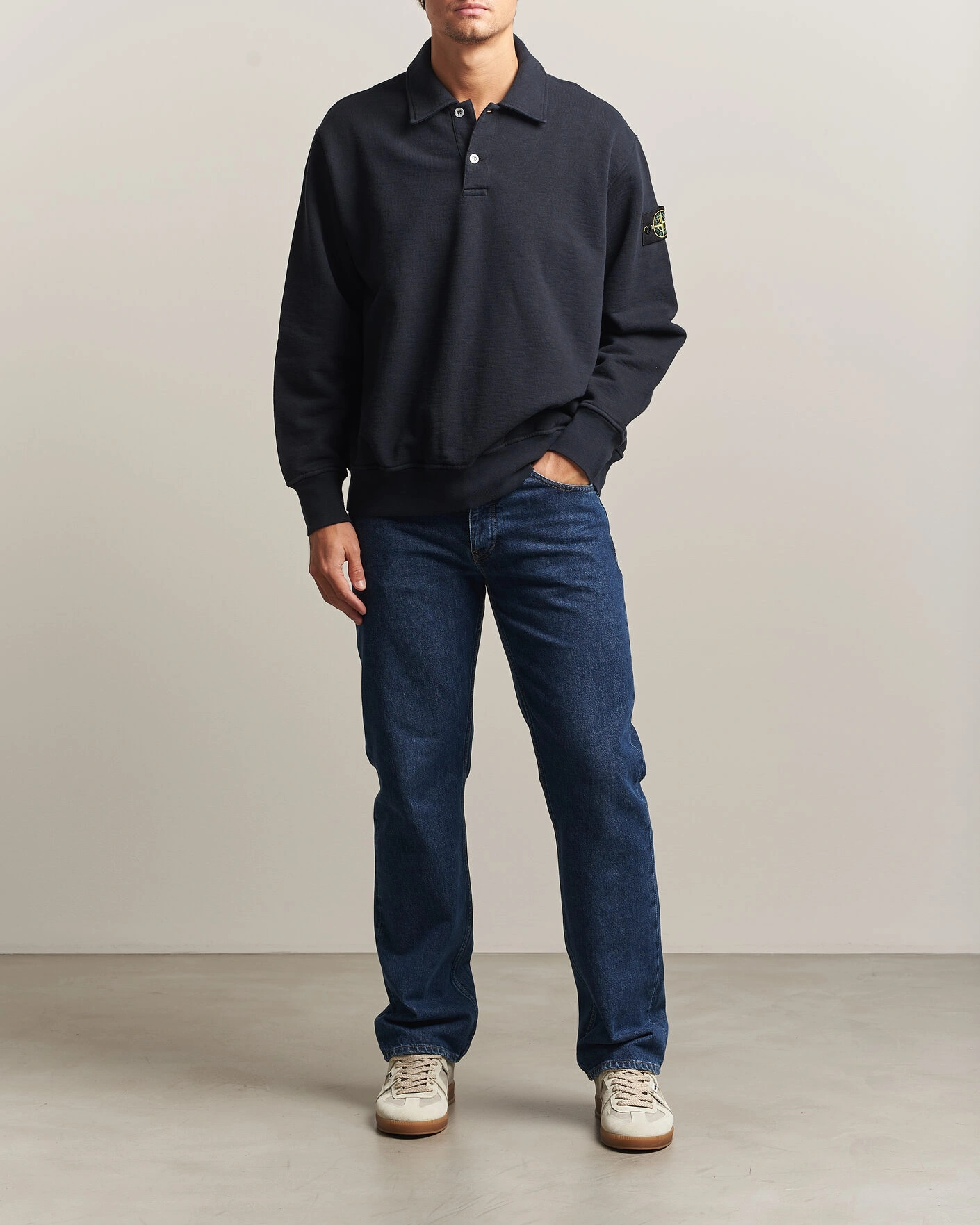 Herr | Tröjor | Stone Island | Tubular Cotton Fleece Polo Navy Blue