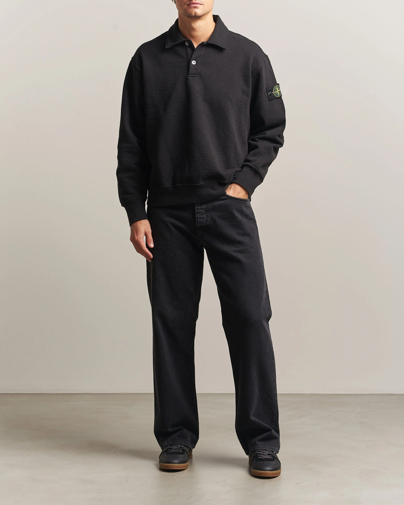 Herr | Tröjor | Stone Island | Tubular Cotton Fleece Polo Black