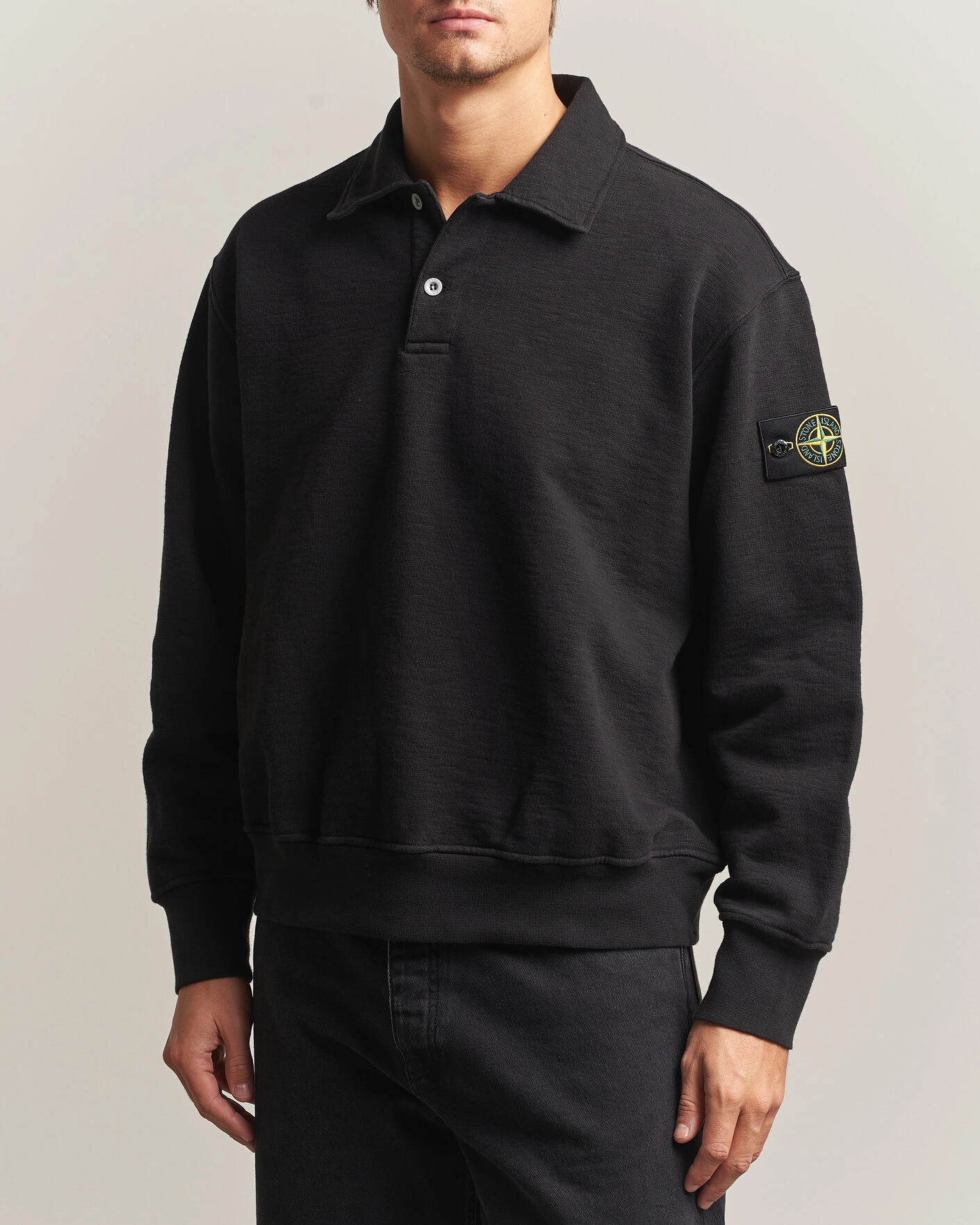Herr | Tröjor | Stone Island | Tubular Cotton Fleece Polo Black