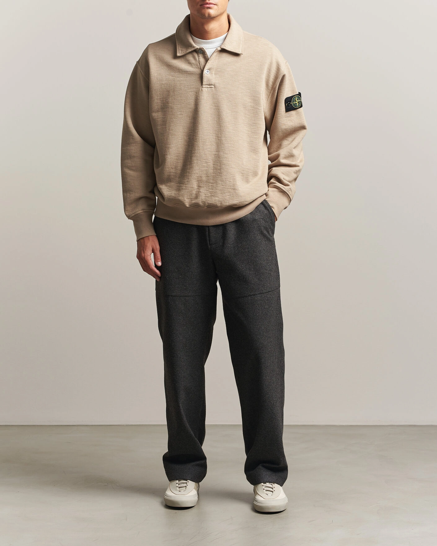 Herr | Tröjor | Stone Island | Tubular Cotton Fleece Polo Biscuit