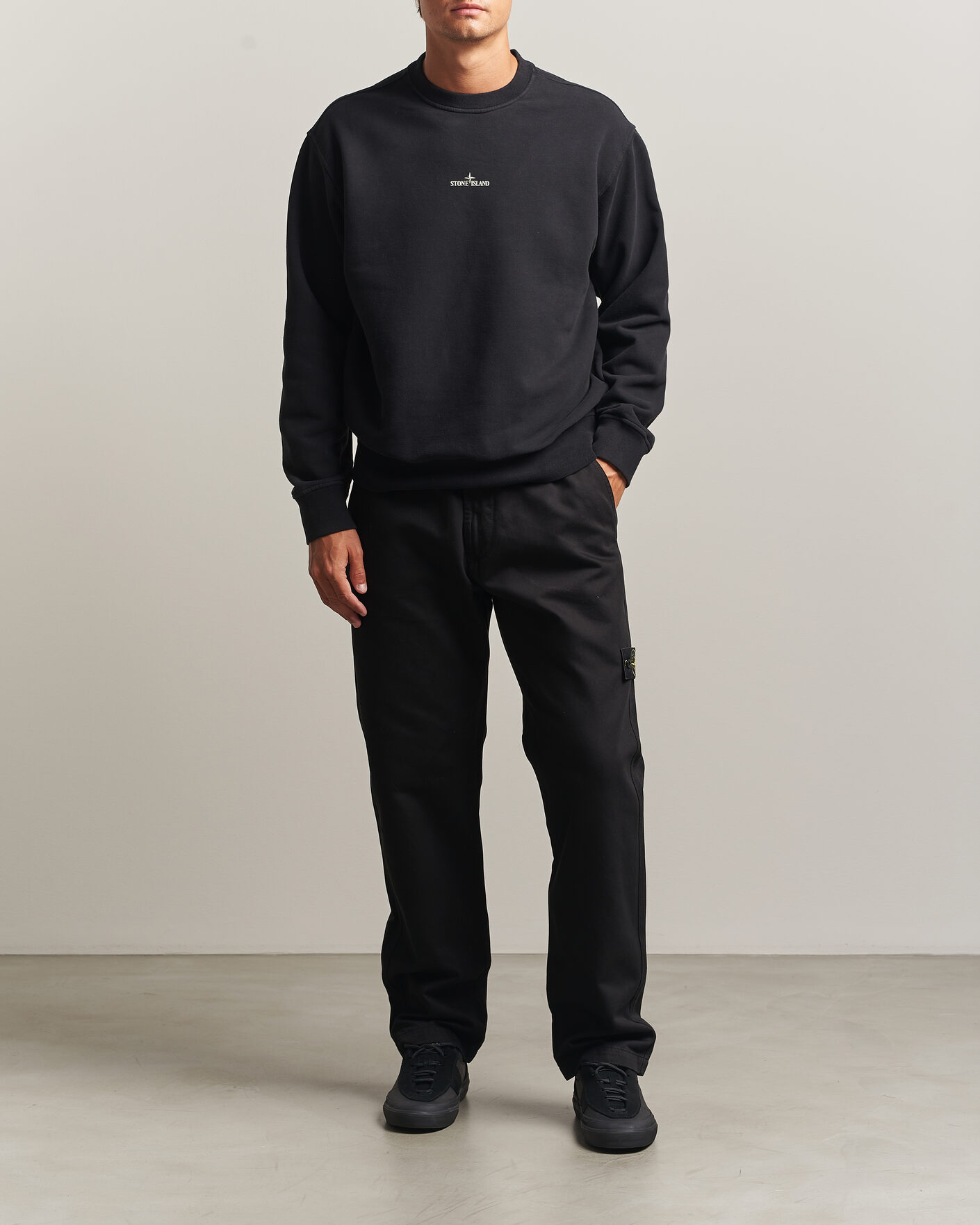 Herr | Tröjor | Stone Island | Cotton Fleece Blurred Compas Print Sweatshirt Black