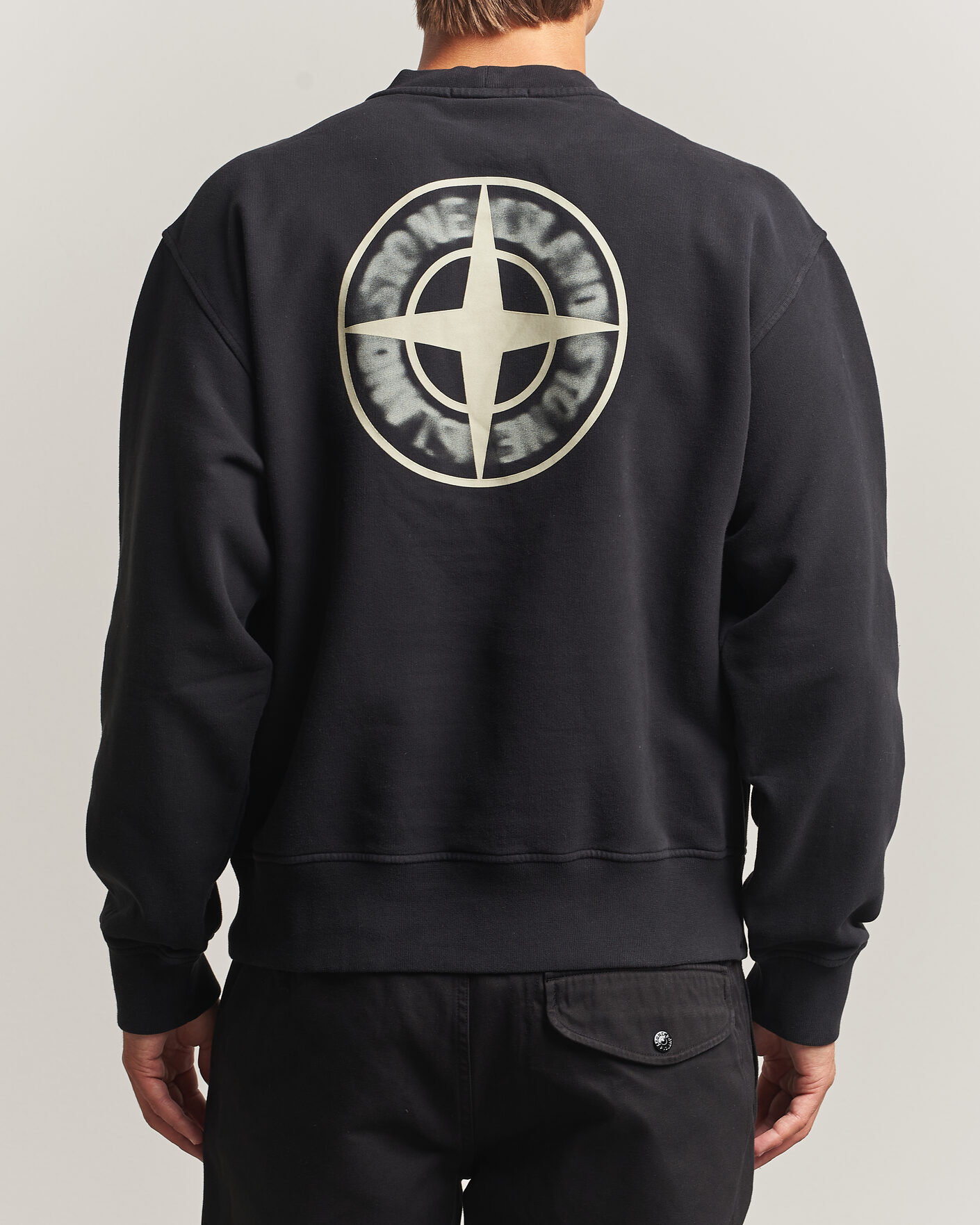 Herr | Tröjor | Stone Island | Cotton Fleece Blurred Compas Print Sweatshirt Black