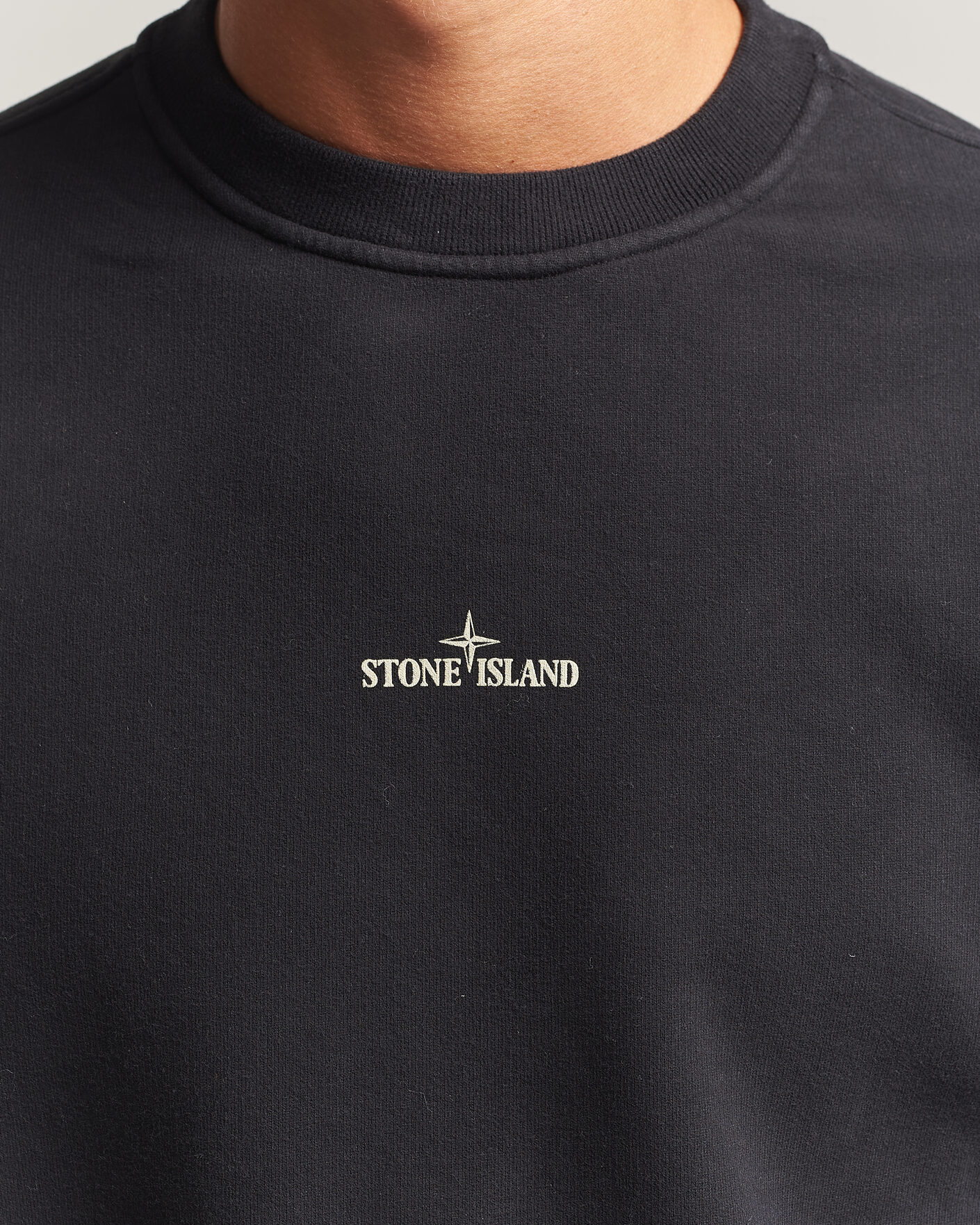 Herr | Tröjor | Stone Island | Cotton Fleece Blurred Compas Print Sweatshirt Black