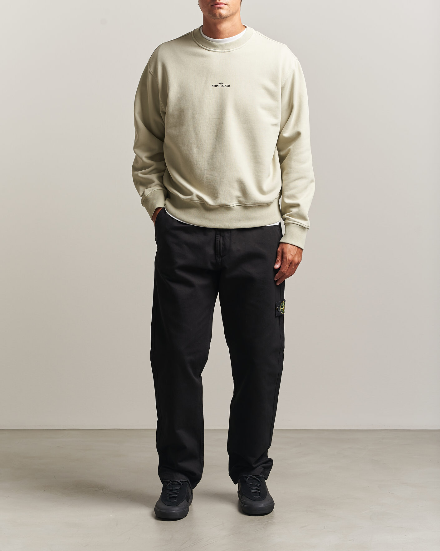 Herr | Tröjor | Stone Island | Cotton Fleece Blurred Compas Print Sweatshirt Sand