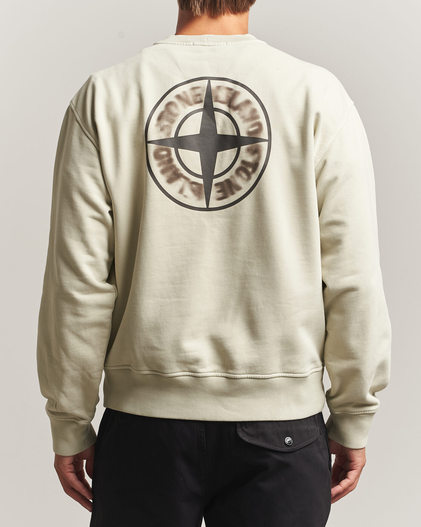 Herr | Tröjor | Stone Island | Cotton Fleece Blurred Compas Print Sweatshirt Sand