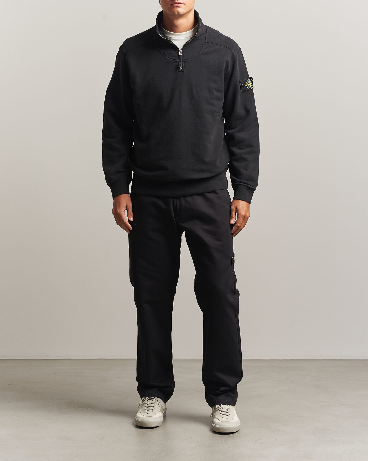 Herr | Tröjor | Stone Island | Brushed Cotton Fleece Half Zip Black