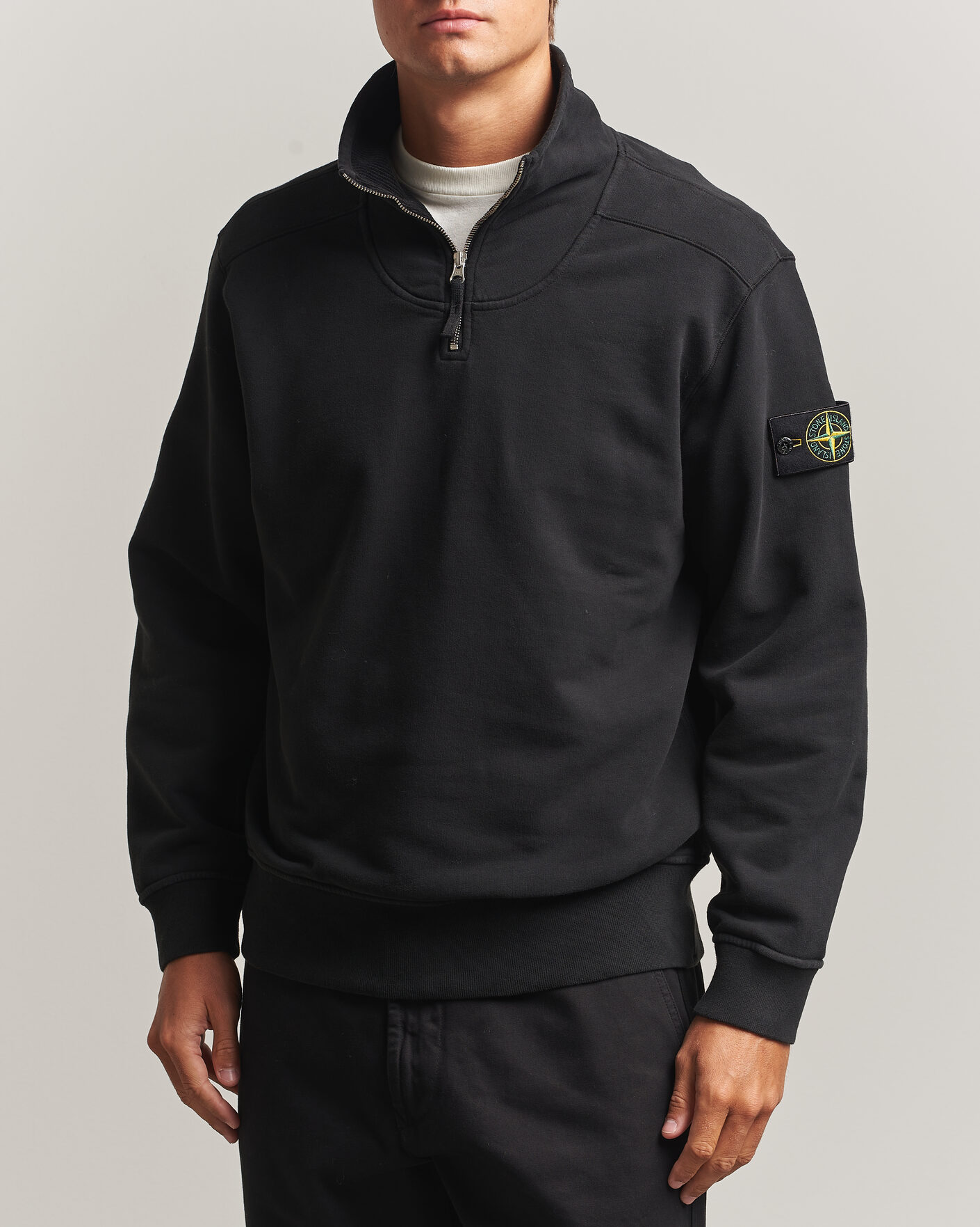 Herr | Tröjor | Stone Island | Brushed Cotton Fleece Half Zip Black