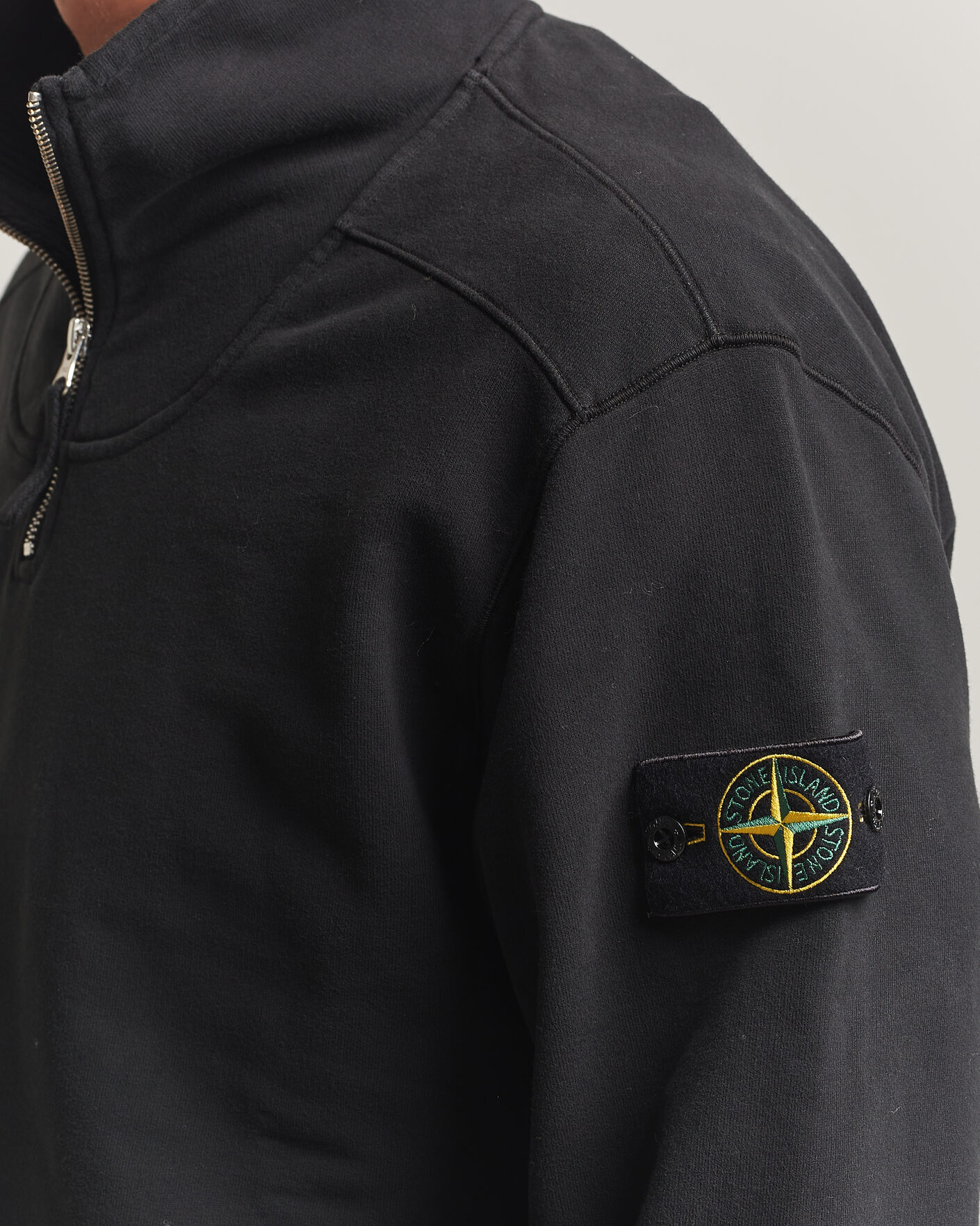 Herr | Tröjor | Stone Island | Brushed Cotton Fleece Half Zip Black
