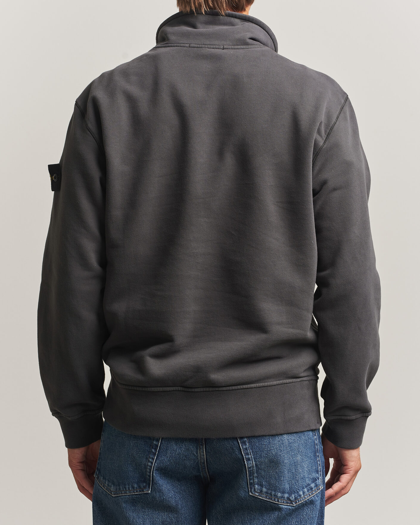 Herr | Tröjor | Stone Island | Brushed Cotton Fleece Half Zip Lead Grey