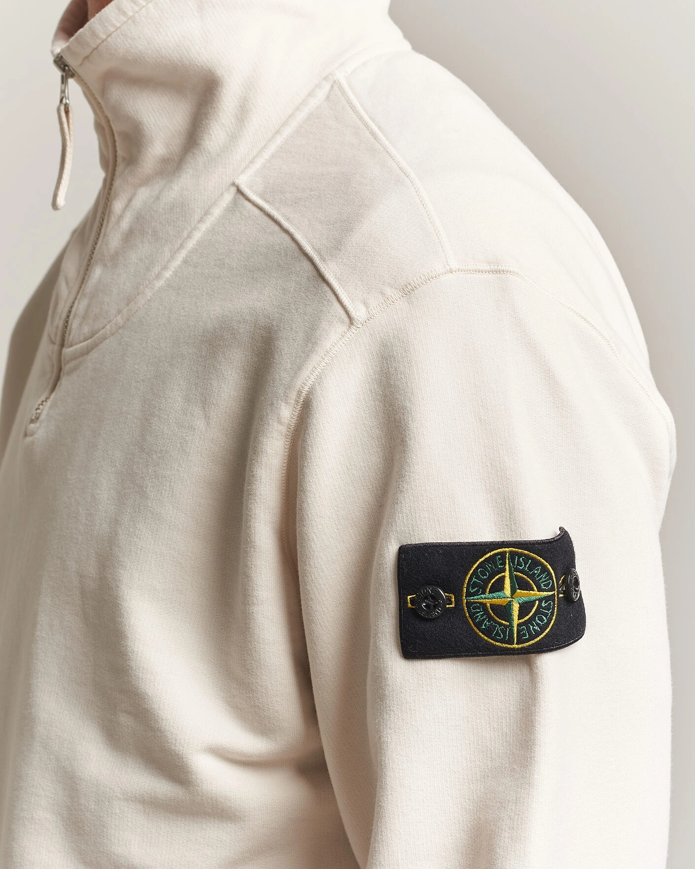 Herr | Tröjor | Stone Island | Brushed Cotton Fleece Half Zip Ivory
