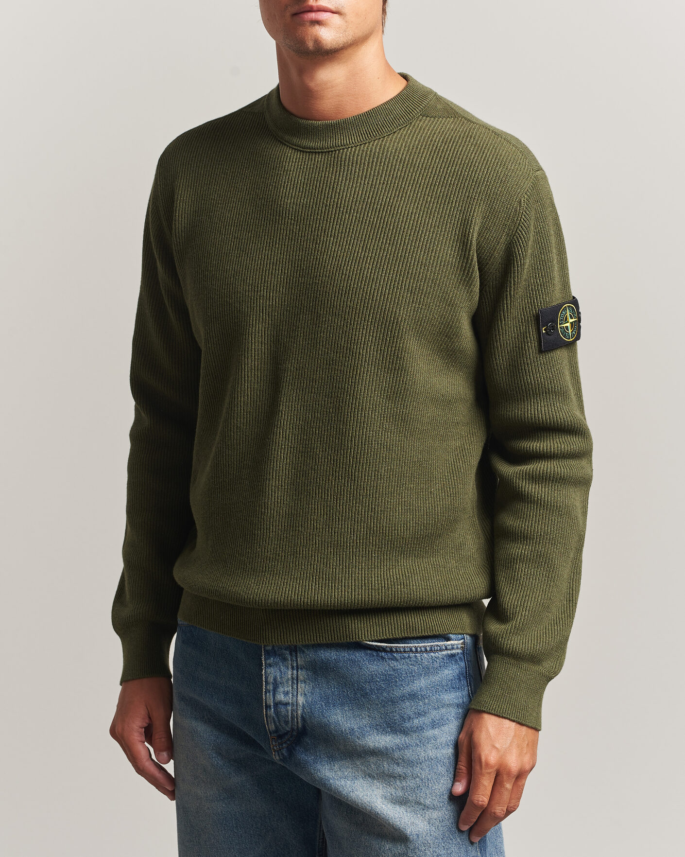 Herr | Tröjor | Stone Island | Ribbed Soft Organic Cotton Crew Neck Military Green