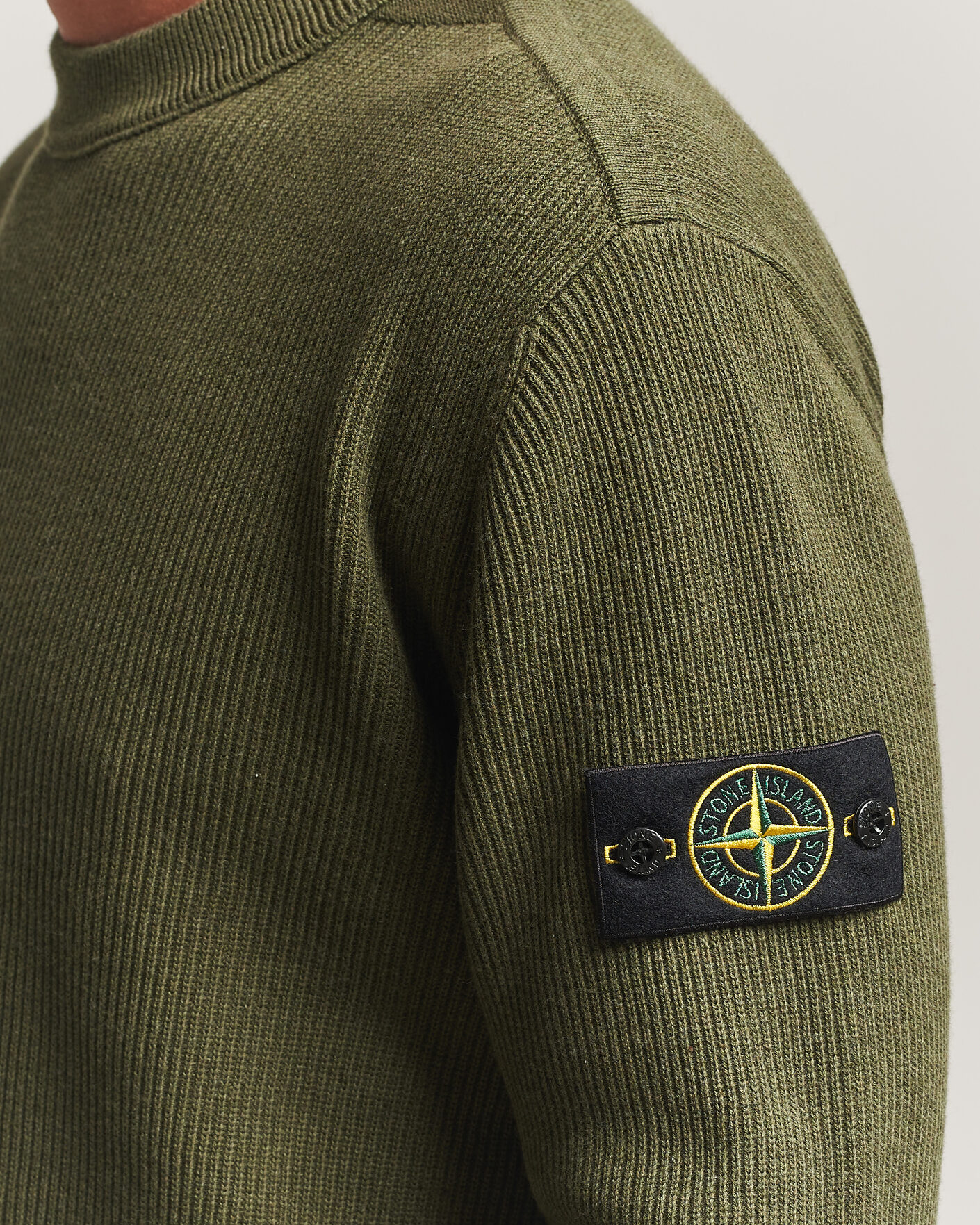 Herr | Tröjor | Stone Island | Ribbed Soft Organic Cotton Crew Neck Military Green