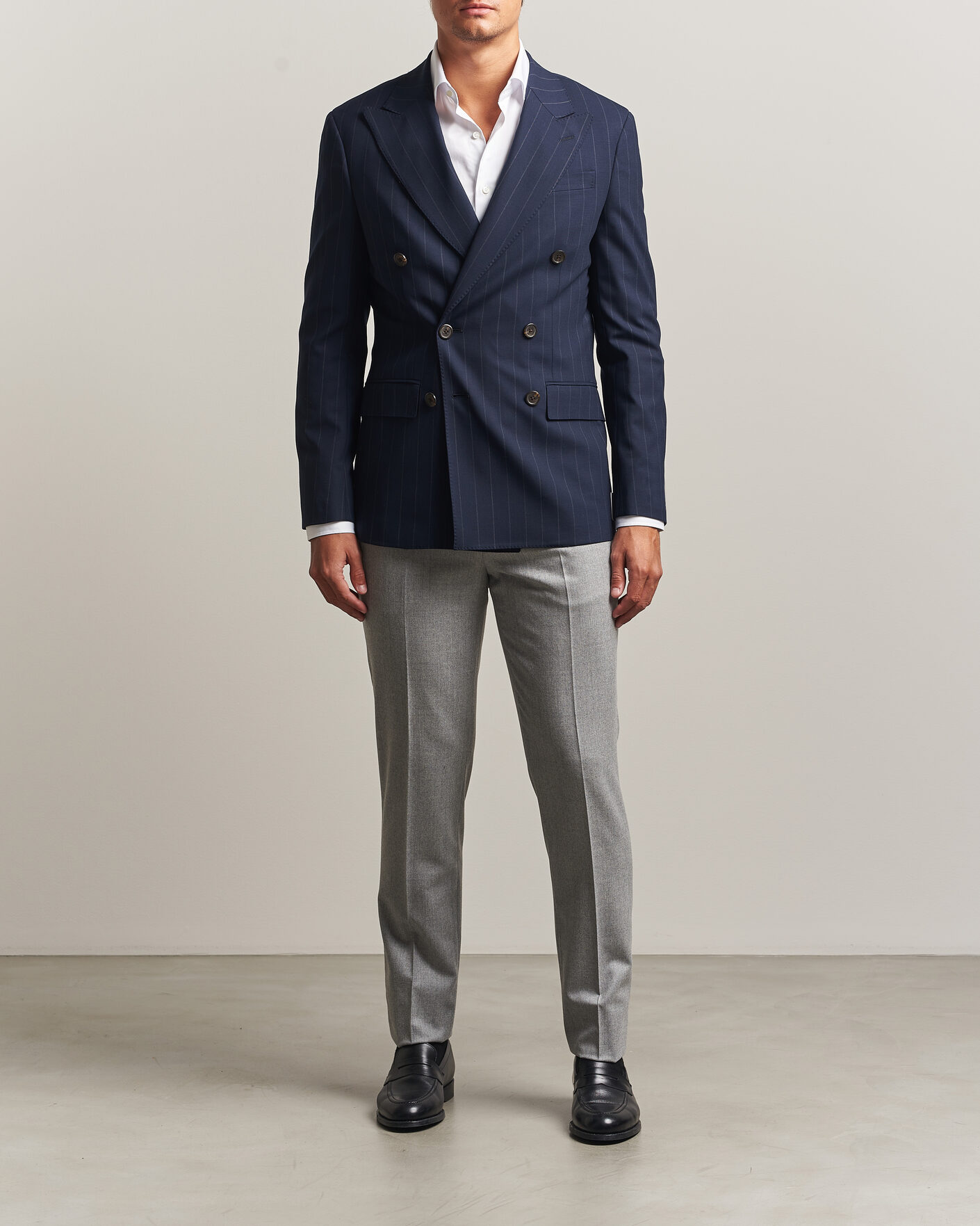 Herr | Kavajer | Polo Ralph Lauren | Double Breasted Rope Stripe Sportcoat Navy/Grey
