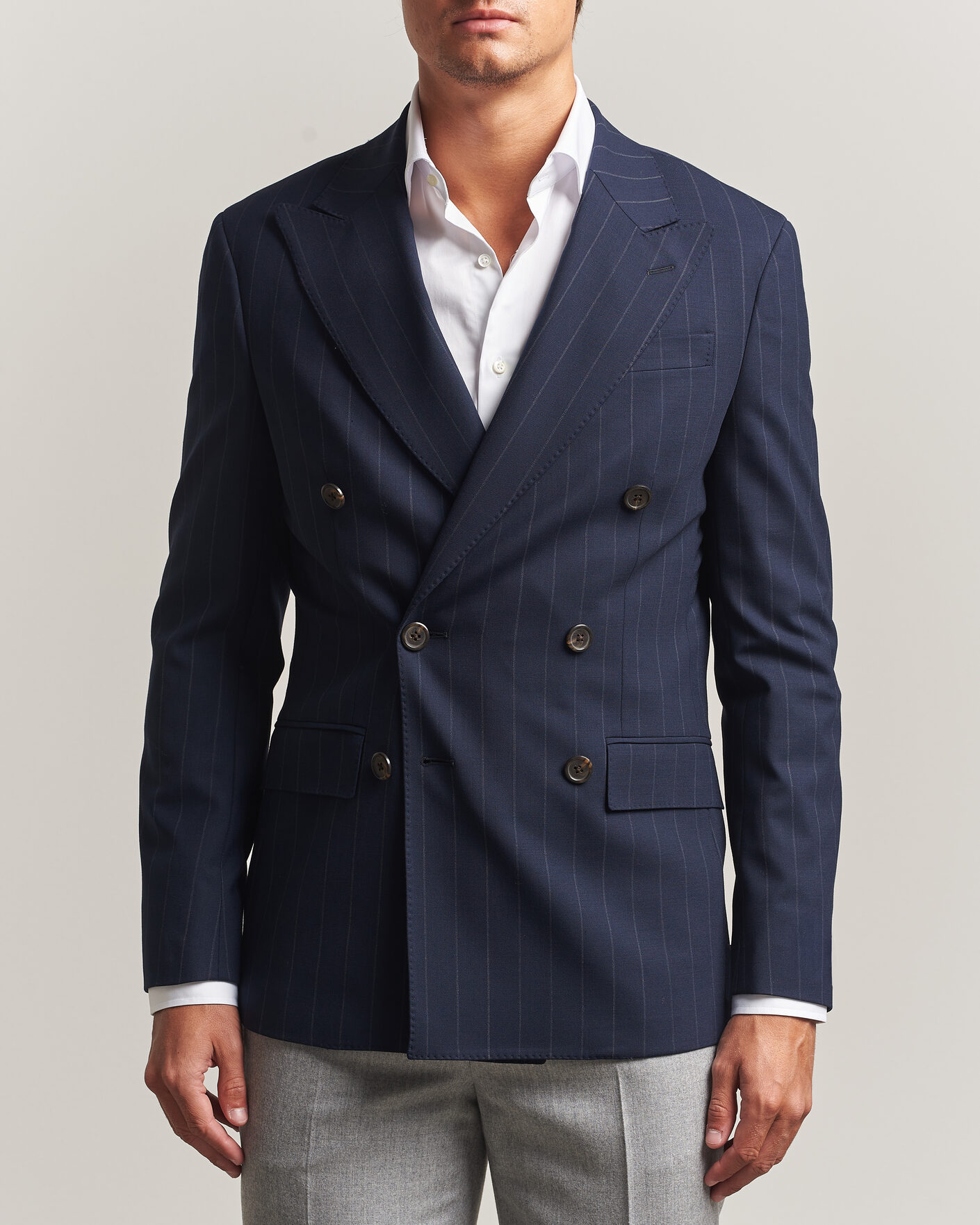 Herr | Kavajer | Polo Ralph Lauren | Double Breasted Rope Stripe Sportcoat Navy/Grey