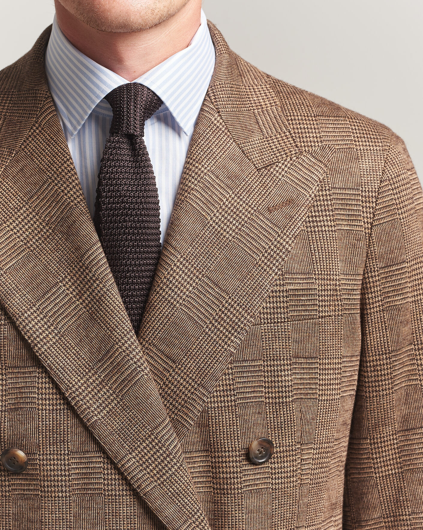 Herr | Kavajer | Polo Ralph Lauren | Double Breasted Glenplaid Knit Sportcoat Tan/Brown