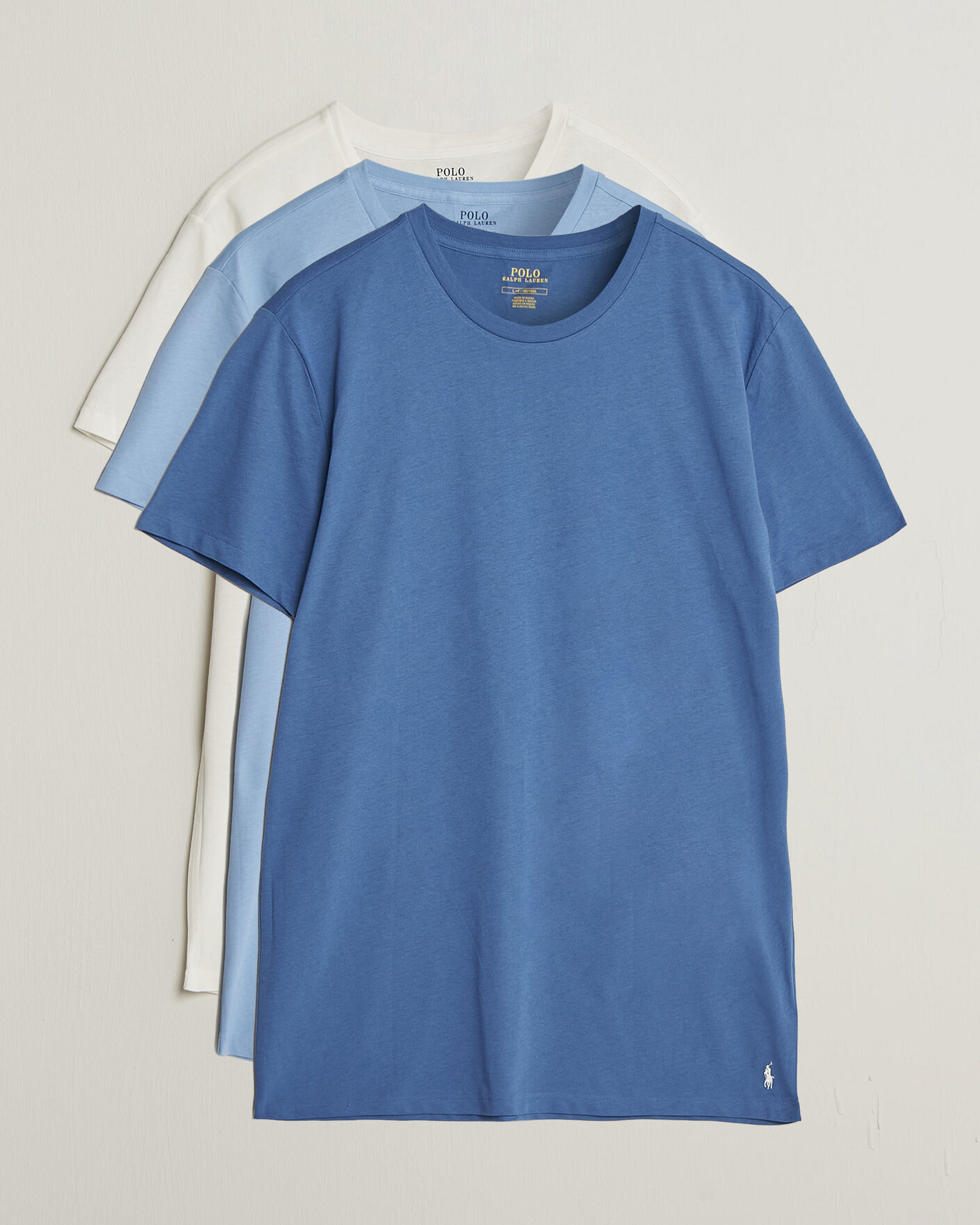 Herr | T-Shirts | Polo Ralph Lauren | 3-Pack Crew Neck T-Shirt White/Blue/Light Blue