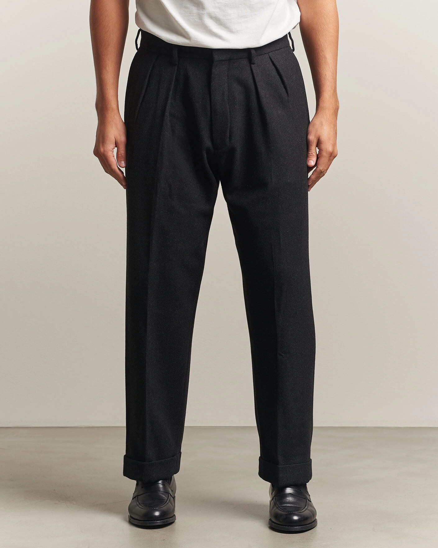 Herr | Byxor | Polo Ralph Lauren | Flanell Blend Straight Fit Pants Dark Grey