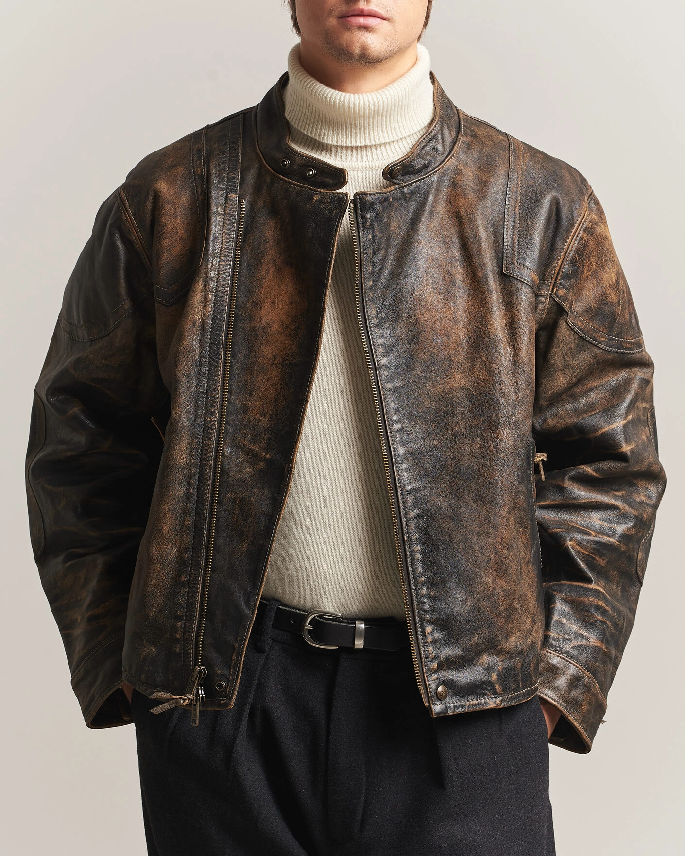 Herr | Jackor | Polo Ralph Lauren | Leather Bomber Jacket Brown/Black Amber