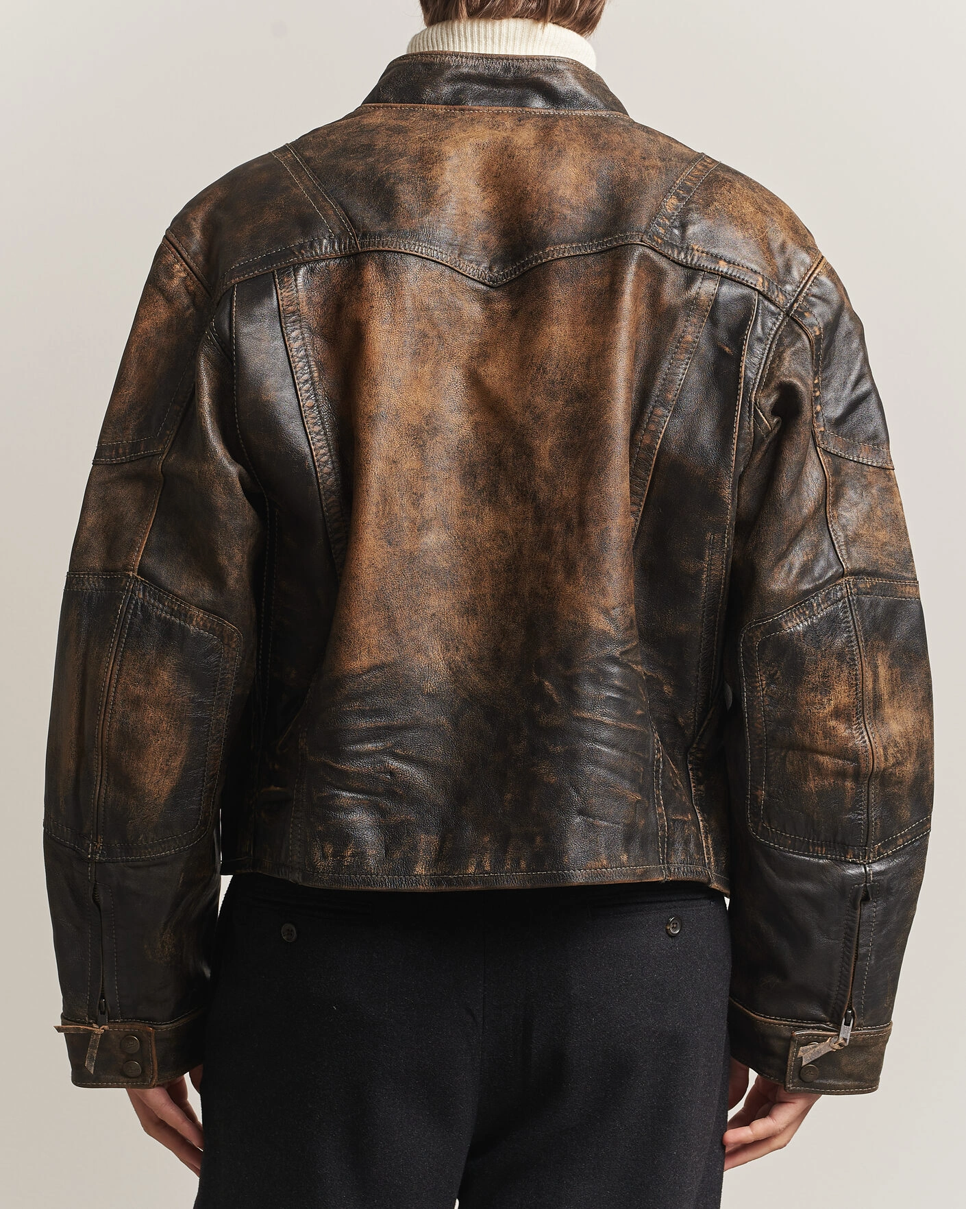 Herr | Jackor | Polo Ralph Lauren | Leather Bomber Jacket Brown/Black Amber