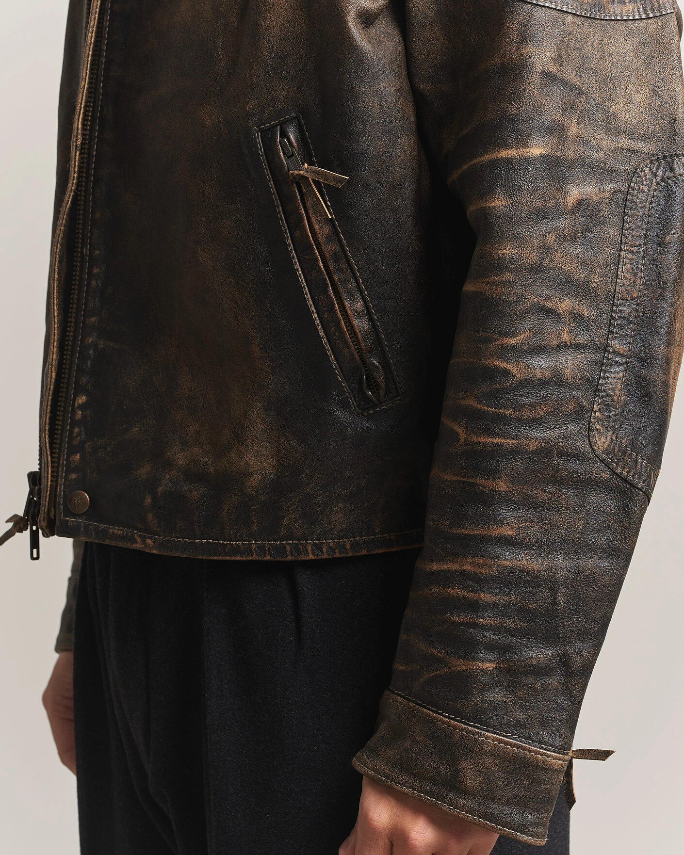 Herr | Jackor | Polo Ralph Lauren | Leather Bomber Jacket Brown/Black Amber