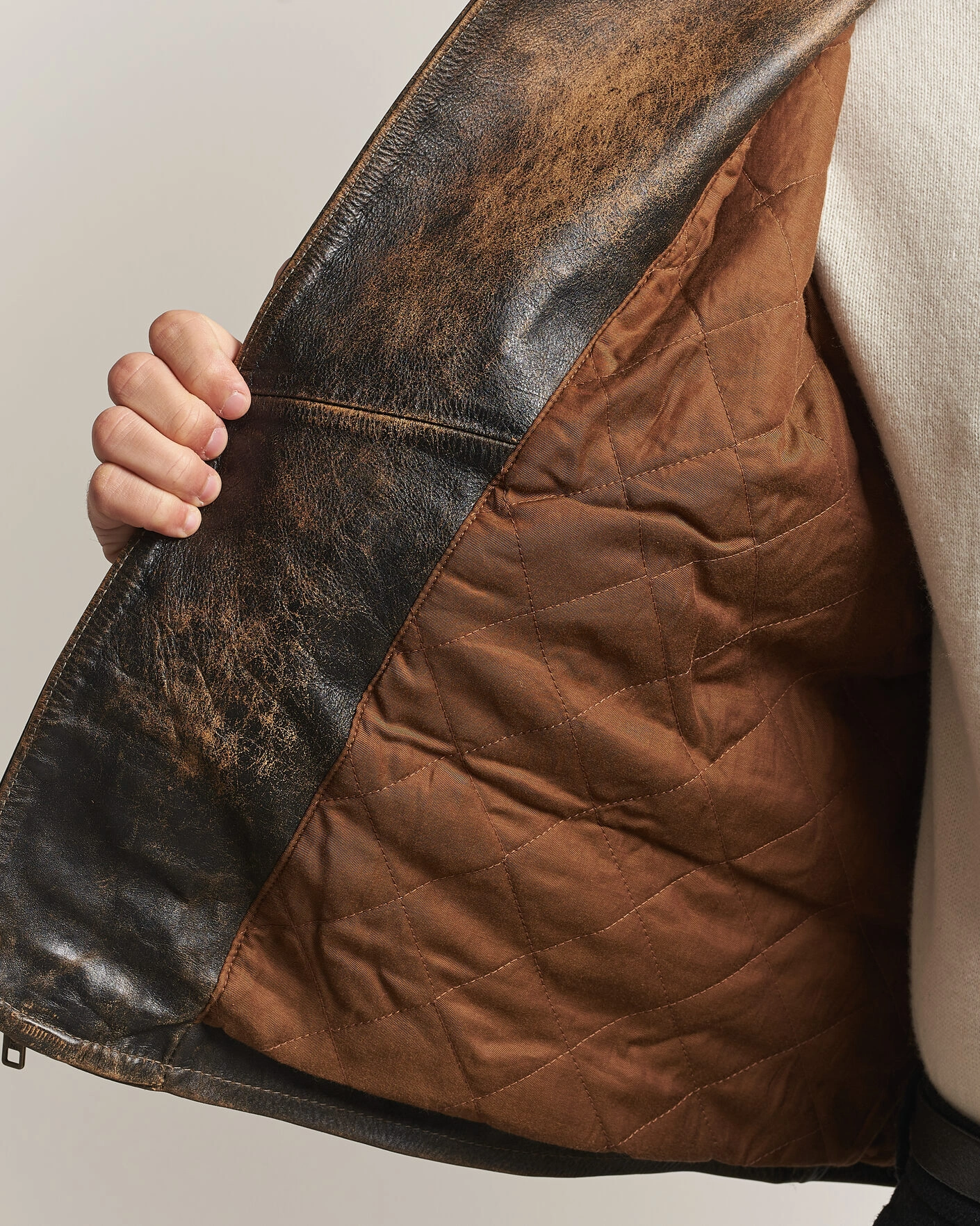Herr | Jackor | Polo Ralph Lauren | Leather Bomber Jacket Brown/Black Amber
