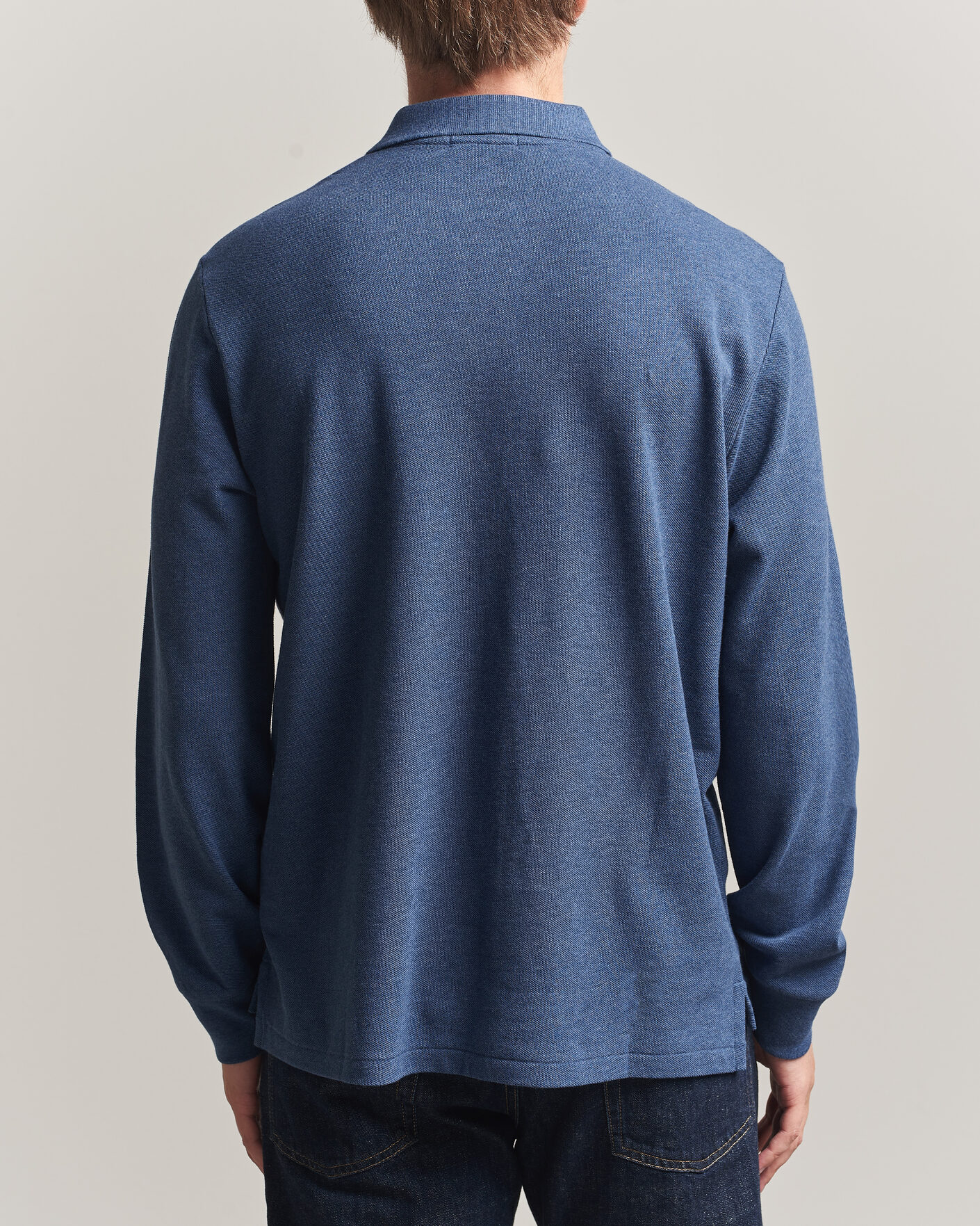 Herr | Pikéer | Polo Ralph Lauren | Custom Slim Fit Long Sleeve Polo Derby Blue Heather