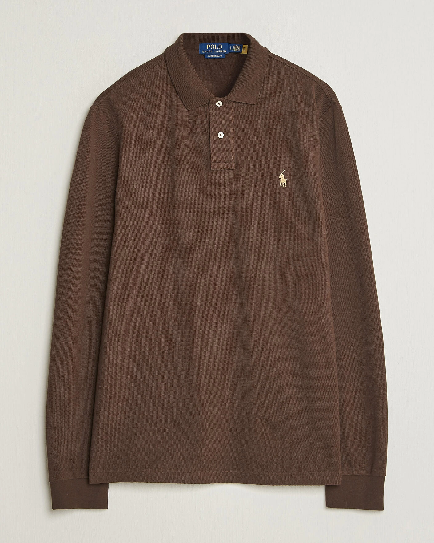 Herr | Pikéer | Polo Ralph Lauren | Custom Slim Fit Long Sleeve Polo Nutmeg Brown